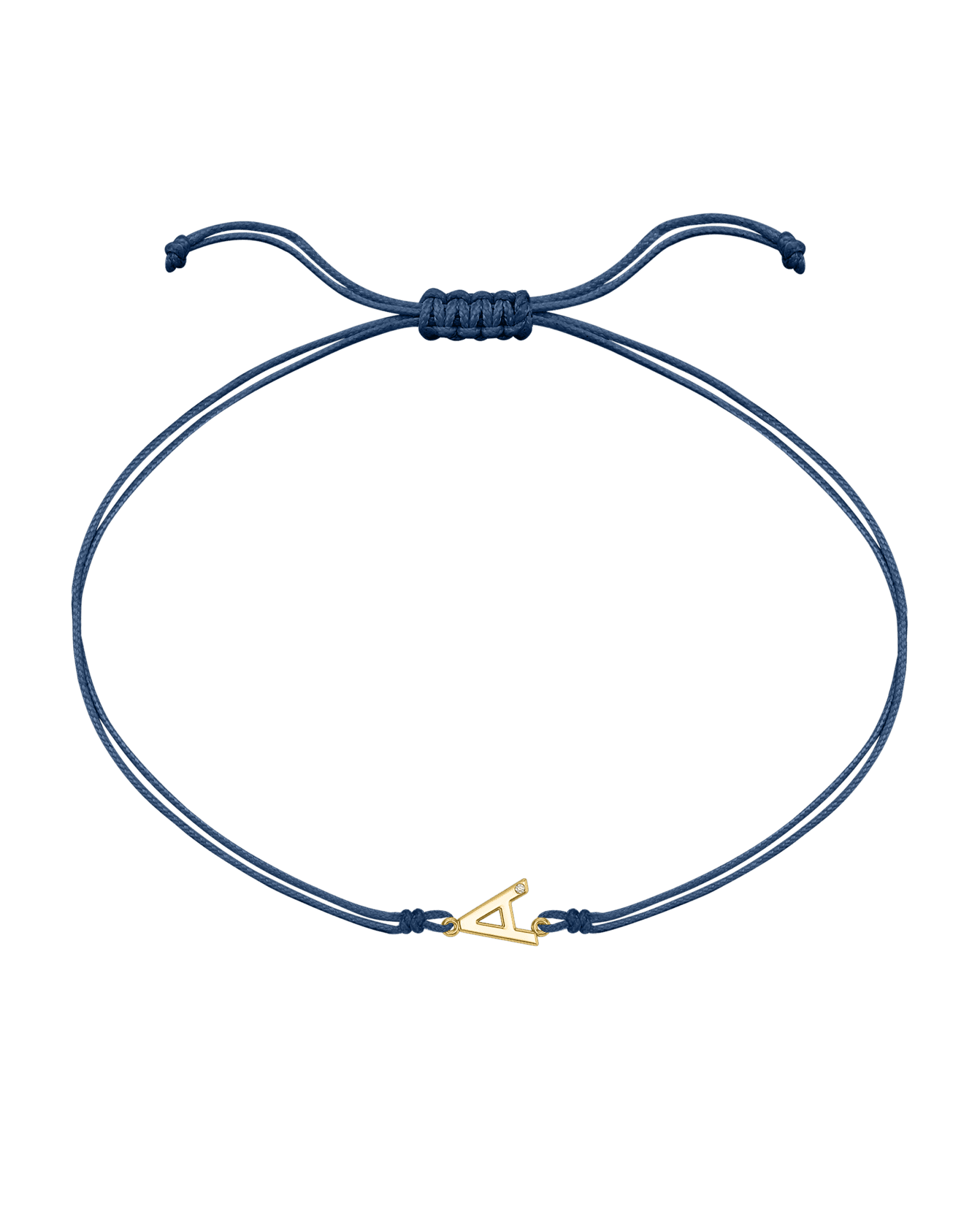 Le String of Love Initiale - Or Jaune 14 carats Bracelets 14K Solid Gold Bleu Indigo 