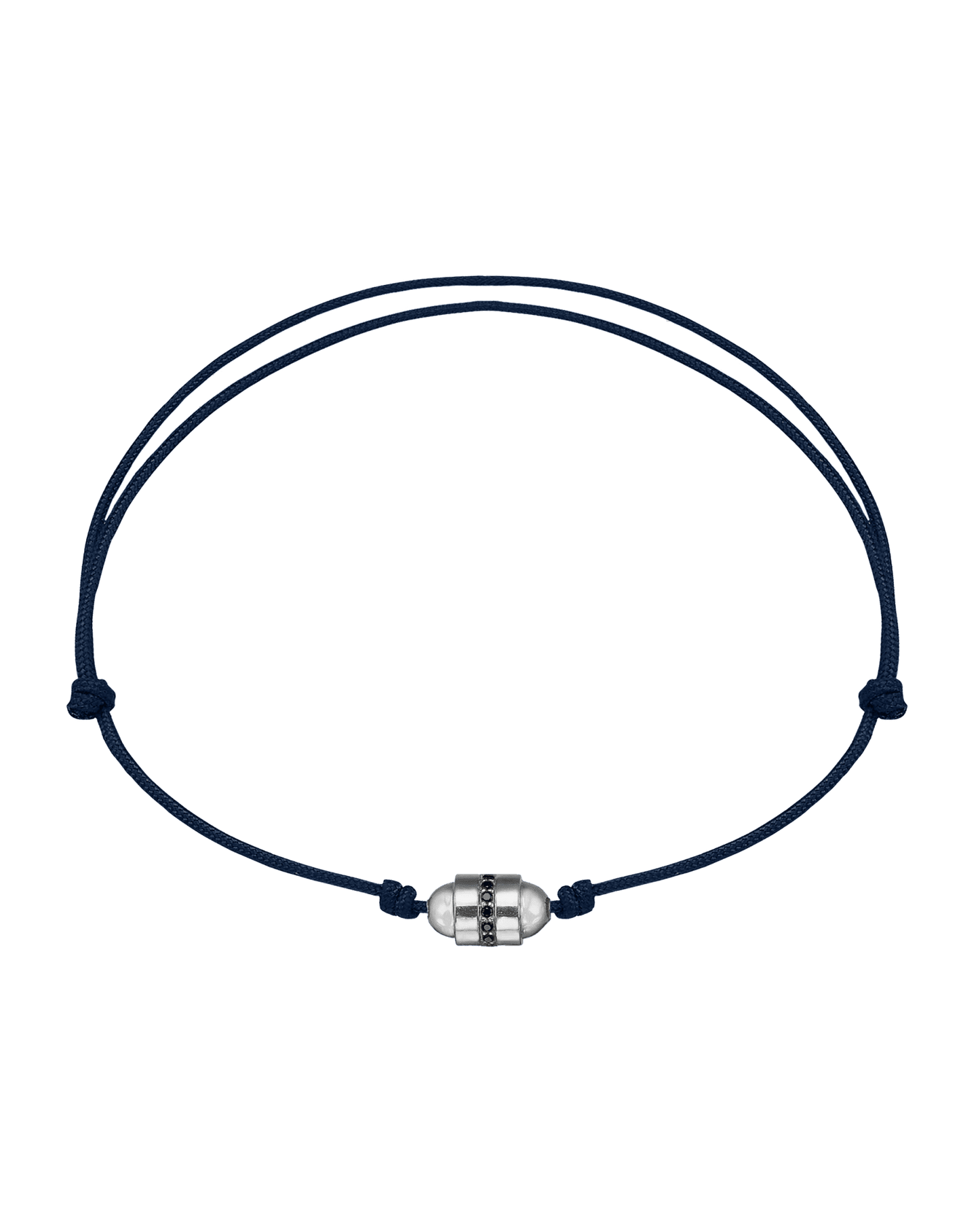 Bracelet Talisman & Diamant Noir - Or Blanc 14 carats Bracelets magal-dev Bleu Marine 