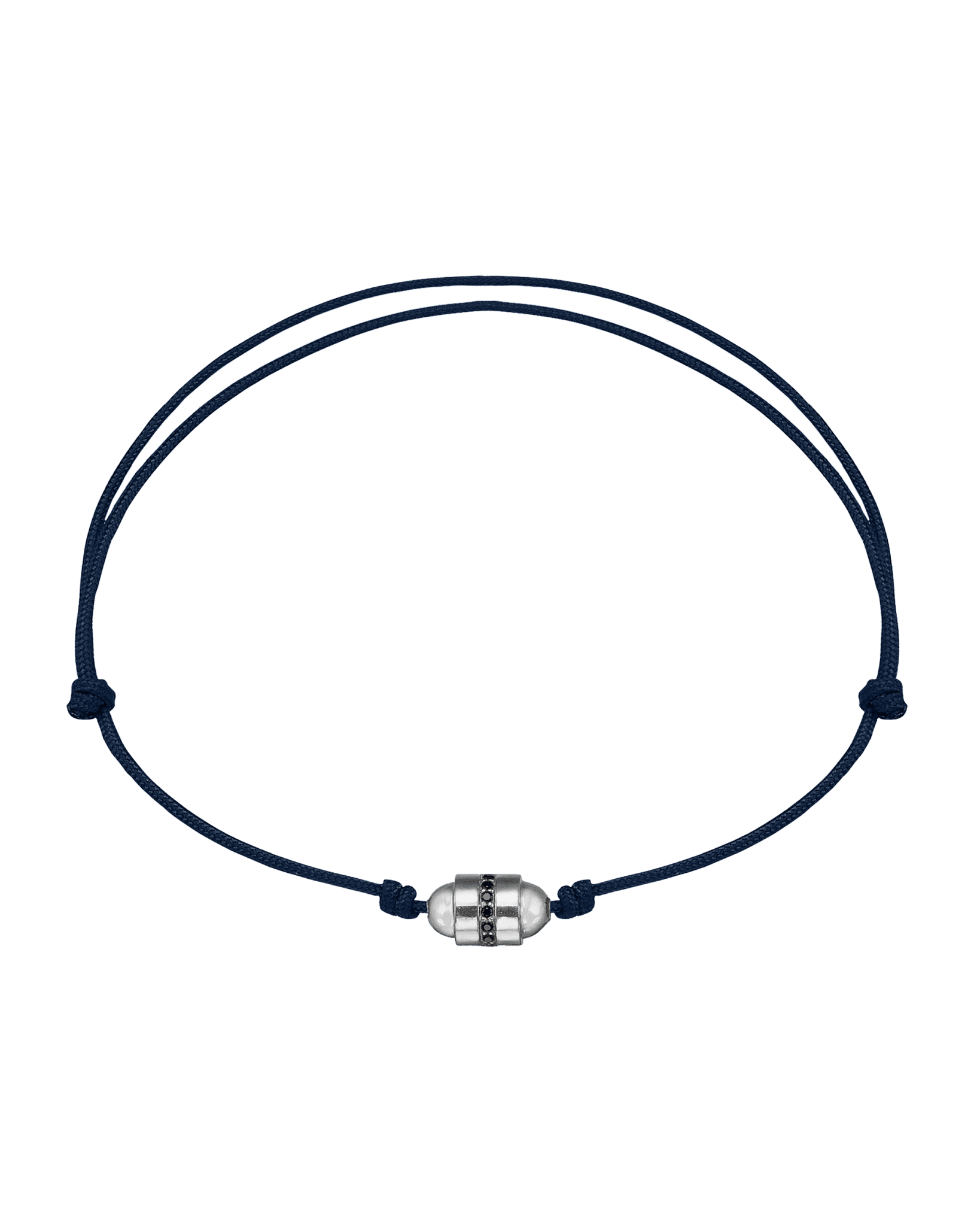 Bracelet Talisman & Diamant Noir - Or Blanc 14 carats Bracelets magal-dev Bleu Marine 