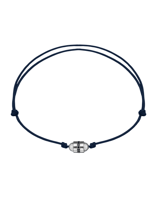 Bracelet Talisman & Diamant Noir - Or Blanc 14 carats Bracelets magal-dev Bleu Marine 