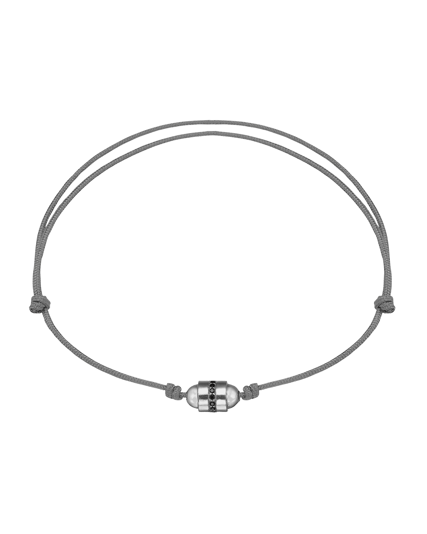 Bracelet Talisman & Diamant Noir - Or Blanc 14 carats Bracelets magal-dev Gris 