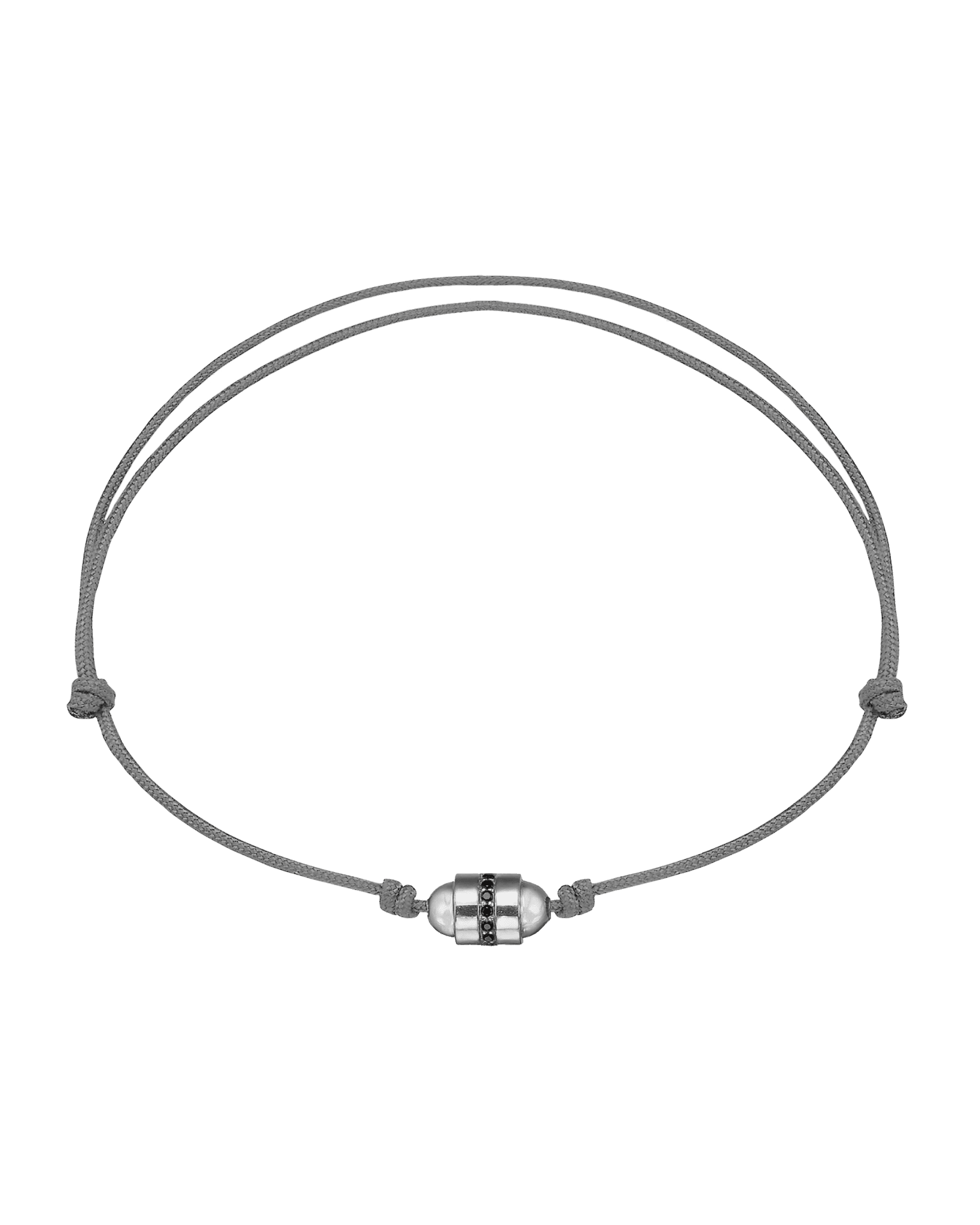 Bracelet Talisman & Diamant Noir - Or Blanc 14 carats Bracelets magal-dev Gris 