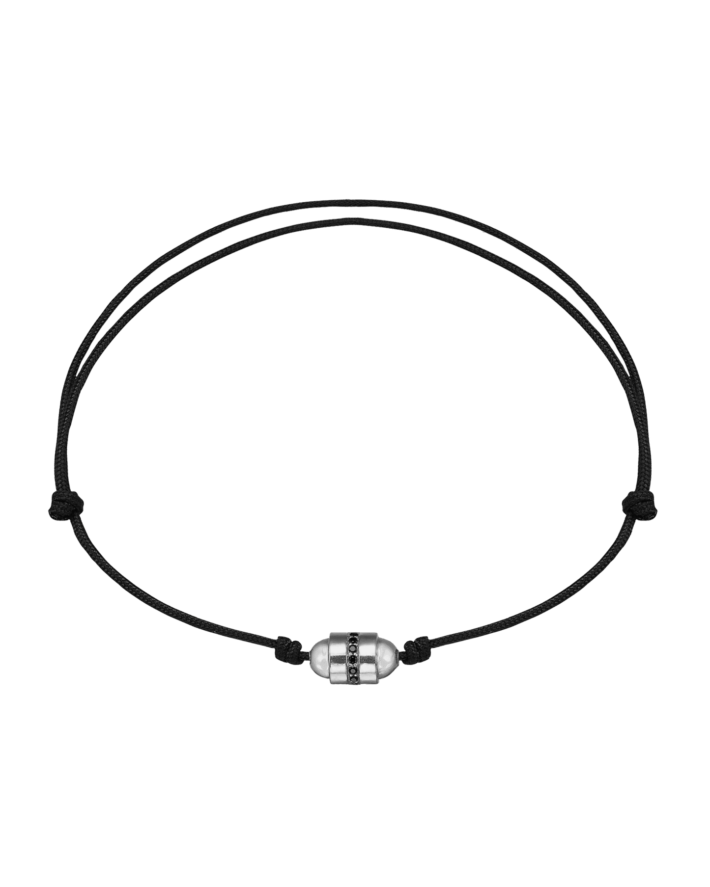 Bracelet Talisman & Diamant Noir - Or Blanc 14 carats Bracelets magal-dev Noir 