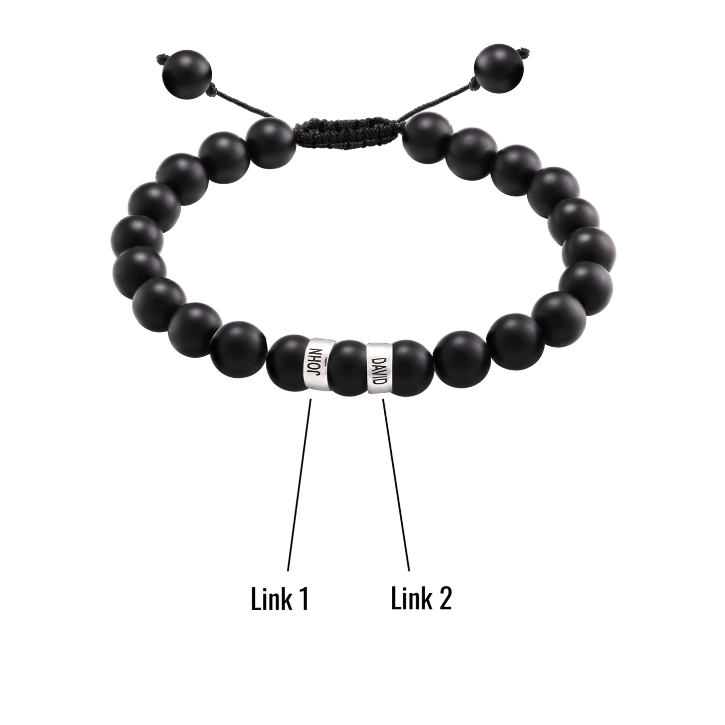 Bracelet Onyx Naturel Personnalisable - Or Blanc 14 carats Bracelets magal-dev 