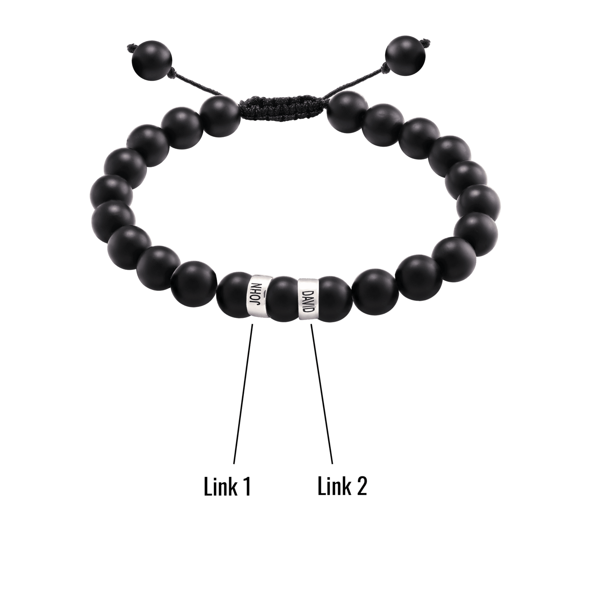 Bracelet Onyx Naturel Personnalisable - Or Blanc 14 carats Bracelets magal-dev 