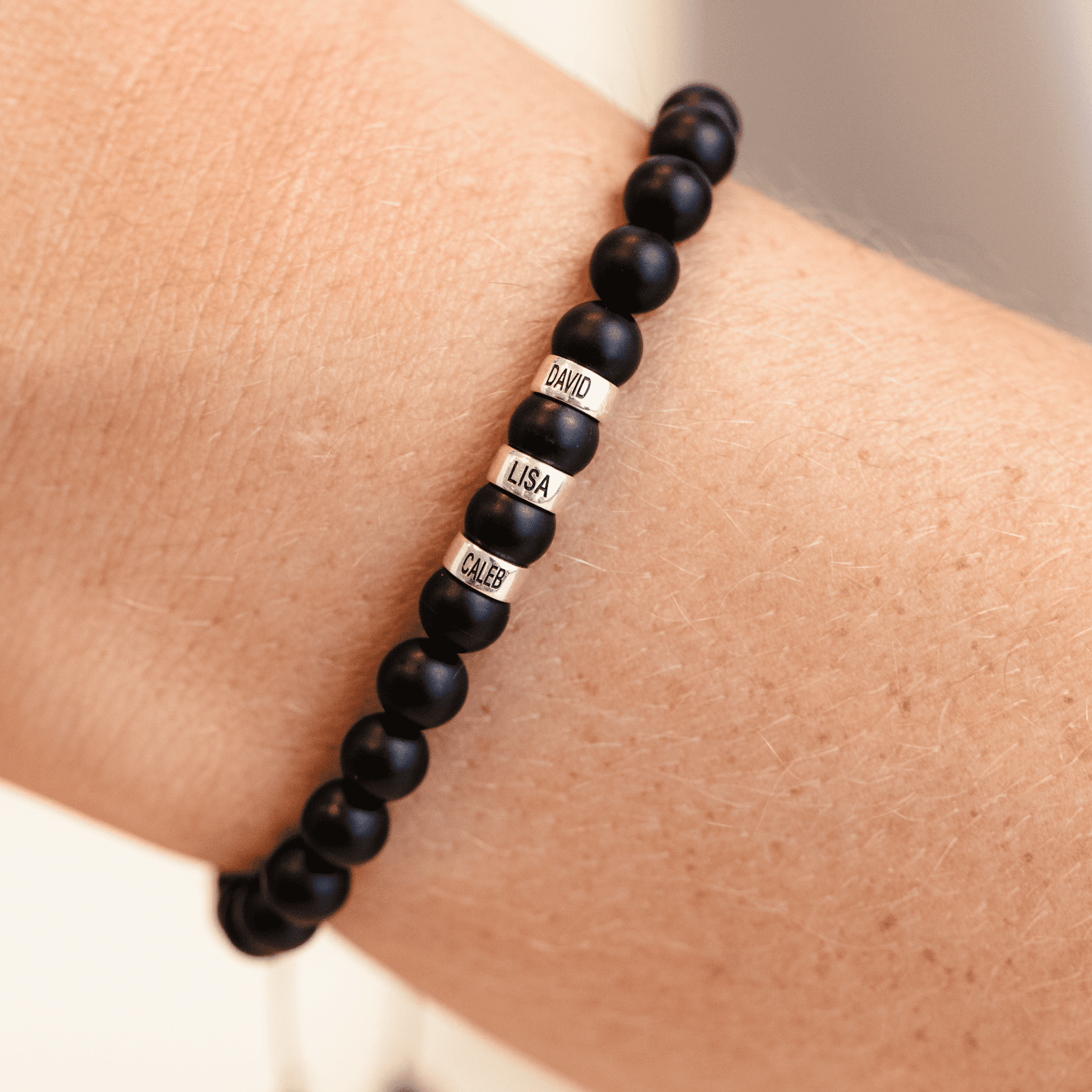 Bracelet Onyx Naturel Personnalisable - Or Blanc 14 carats Bracelets magal-dev 