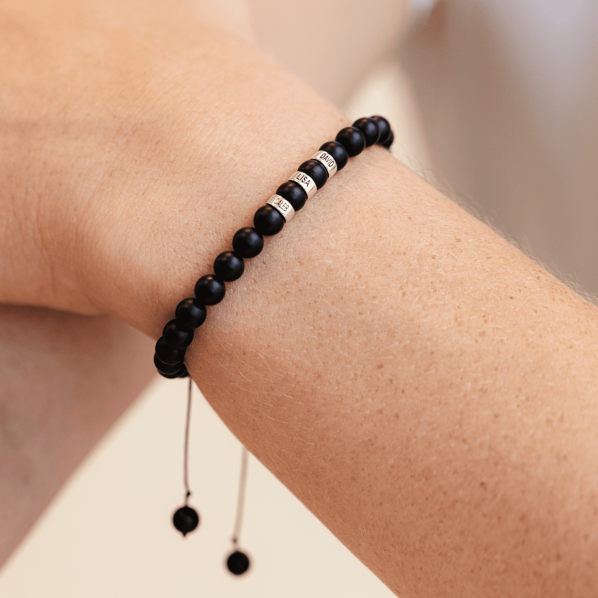 Bracelet Onyx Naturel Personnalisable - Or Blanc 14 carats Bracelets magal-dev 