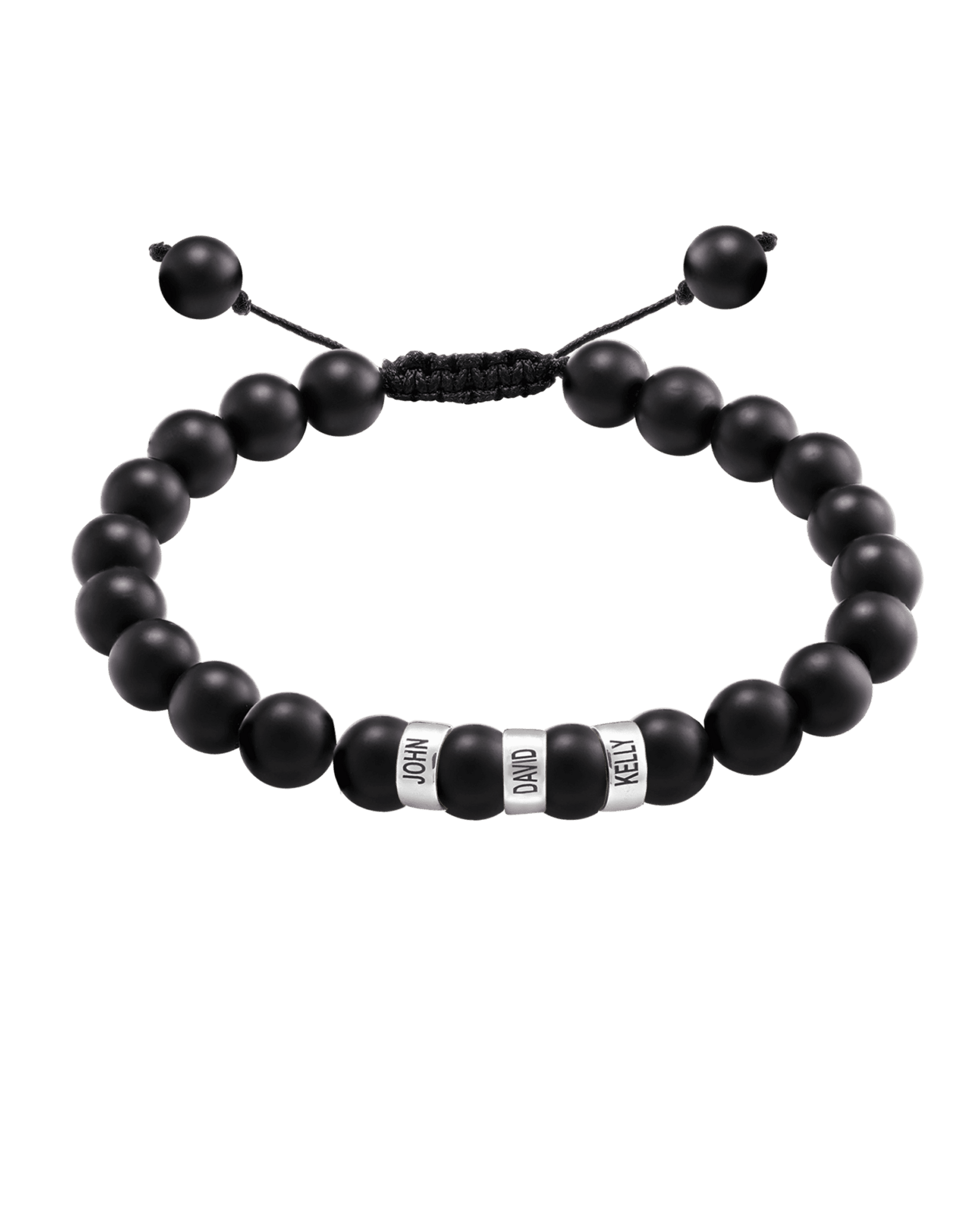 Bracelet Onyx Naturel Personnalisable - Or Blanc 14 carats Bracelets magal-dev 3 Lien(s) 