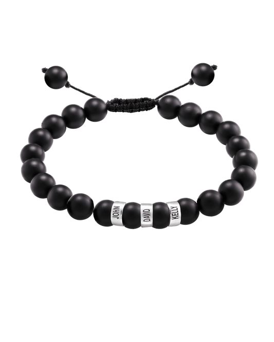 Bracelet Onyx Naturel Personnalisable - Or Blanc 14 carats Bracelets magal-dev 3 Lien(s) 