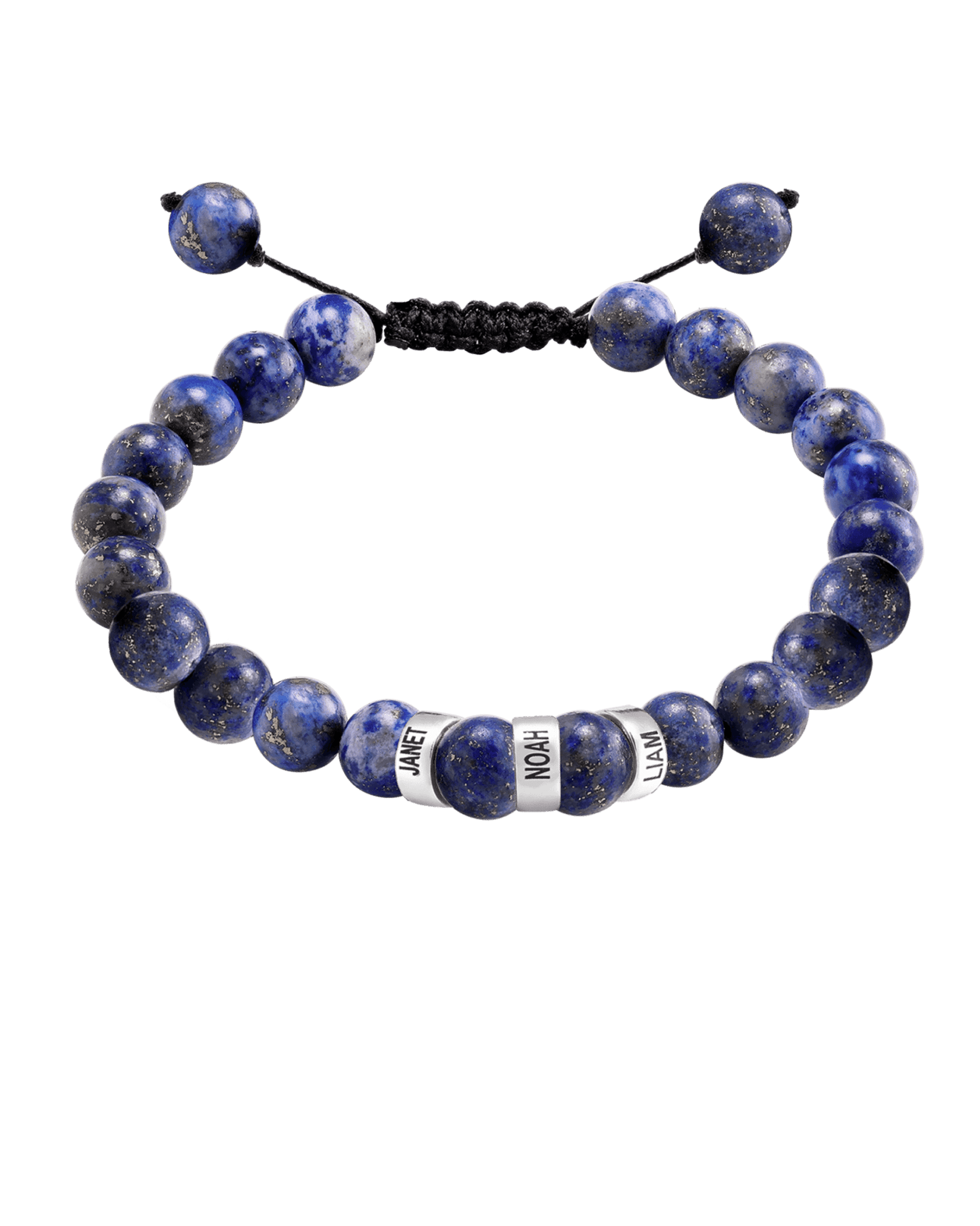 Bracelet de Perles de Lapis-Lazuli Bleu - Or Blanc 14 carats Bracelets magal-dev 3 Lien(s) 