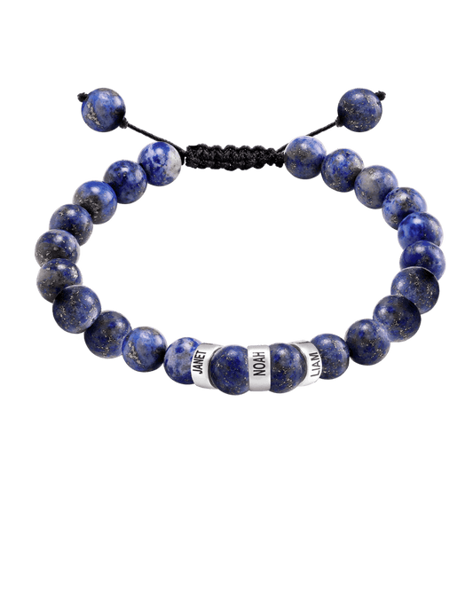 Bracelet de Perles de Lapis-Lazuli Bleu - Or Blanc 14 carats Bracelets magal-dev 3 Lien(s) 