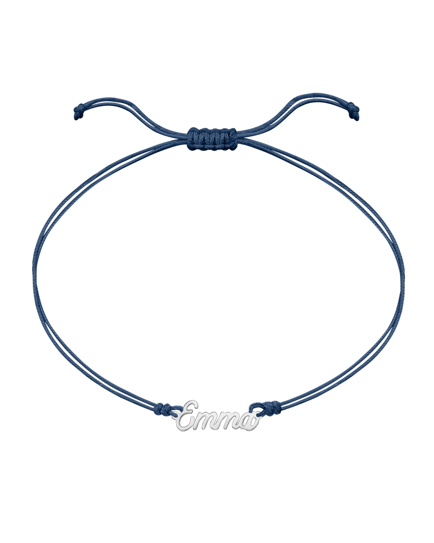 Le String of Love Prénom - Or Blanc 14 carats Bracelets 14K Solid Gold Bleu Indigo 1 