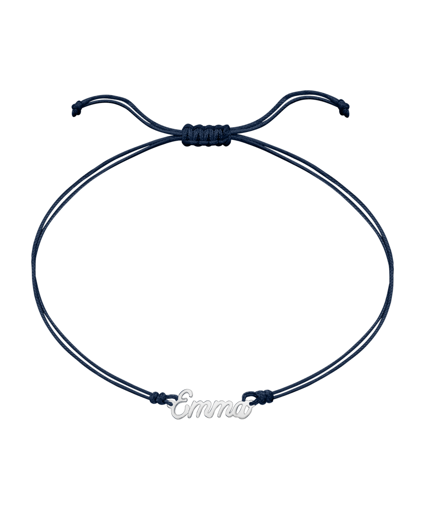 Le String of Love Prénom - Or Blanc 14 carats Bracelets 14K Solid Gold Bleu Marine 1 