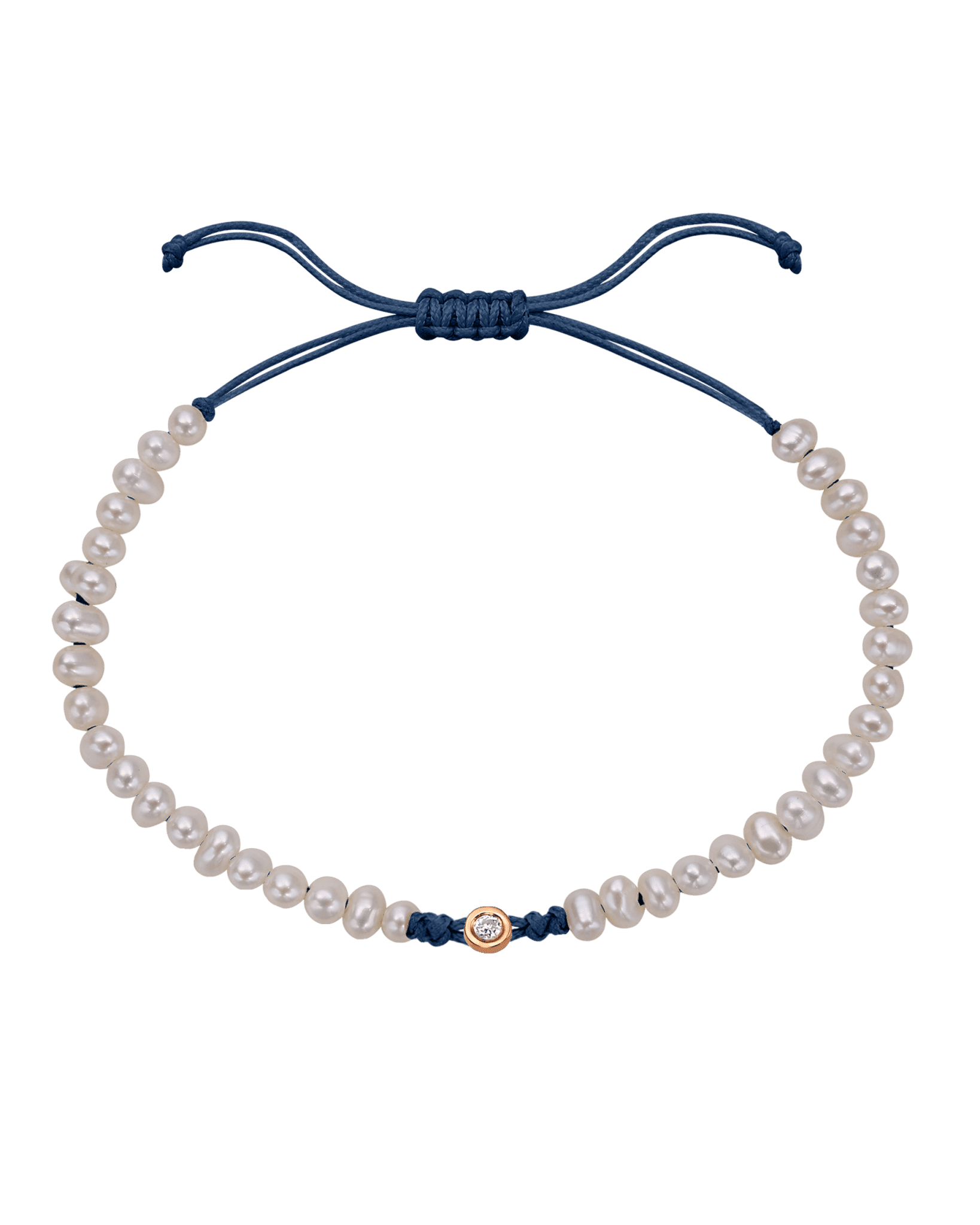 Le String of Love Perles Naturelles - Or Rose 14 carats Bracelets magal-dev Bleu Indigo Small: 0.03 carats 