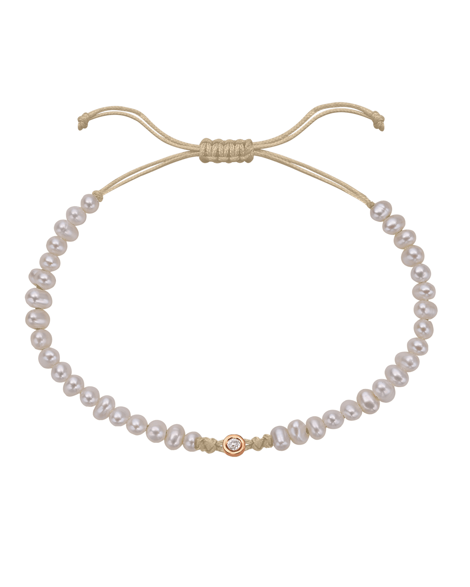 Le String of Love Perles Naturelles - Or Rose 14 carats Bracelets magal-dev Beige Small: 0.03 carats 