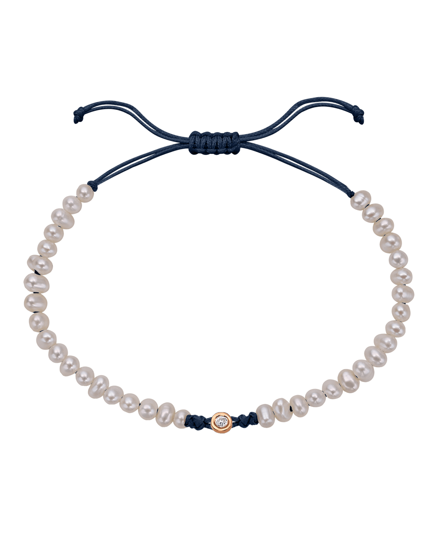 Le String of Love Perles Naturelles - Or Rose 14 carats Bracelets magal-dev Bleu Marine Small: 0.03 carats 