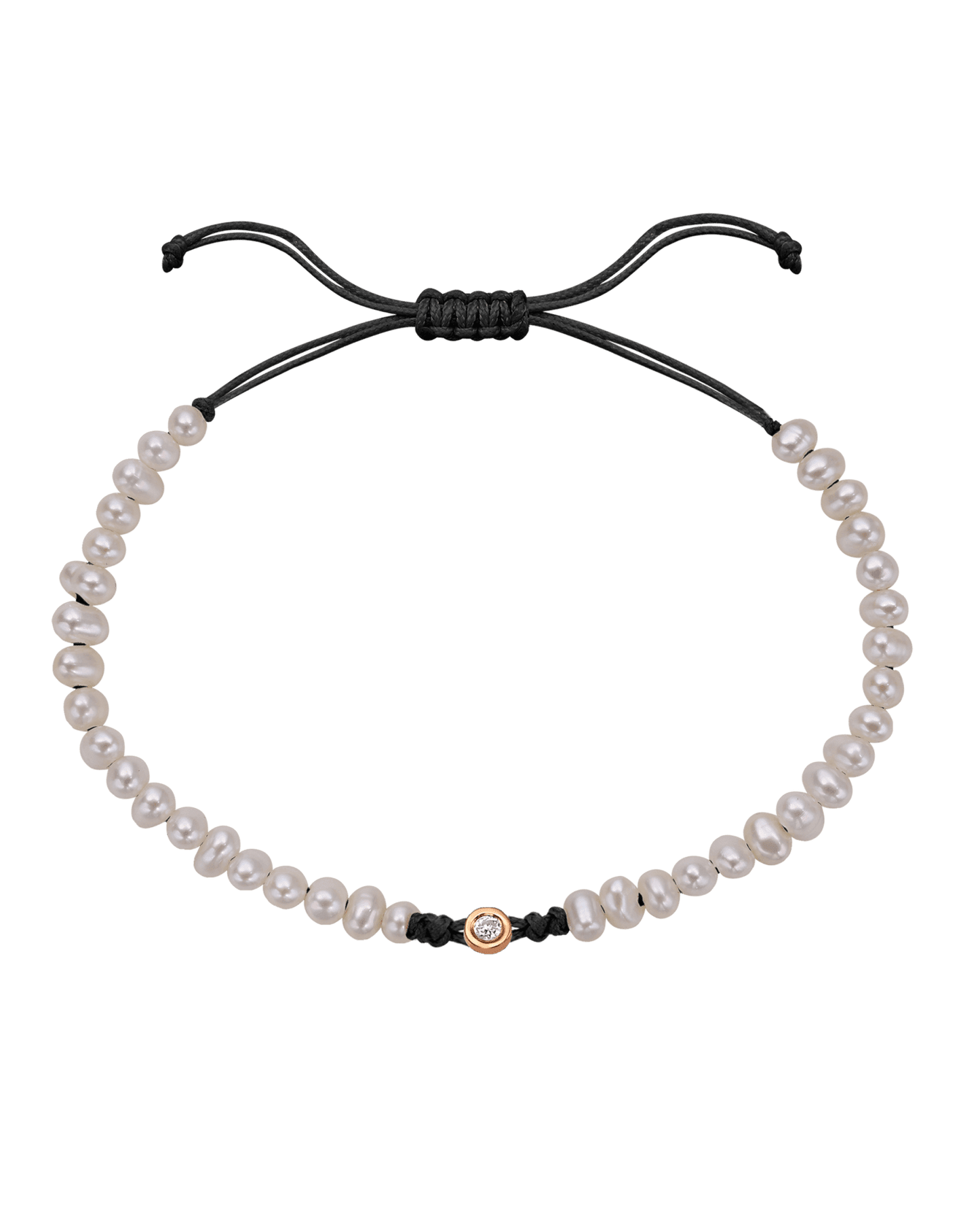 Le String of Love Perles Naturelles - Or Rose 14 carats Bracelets magal-dev Noir Small: 0.03 carats 