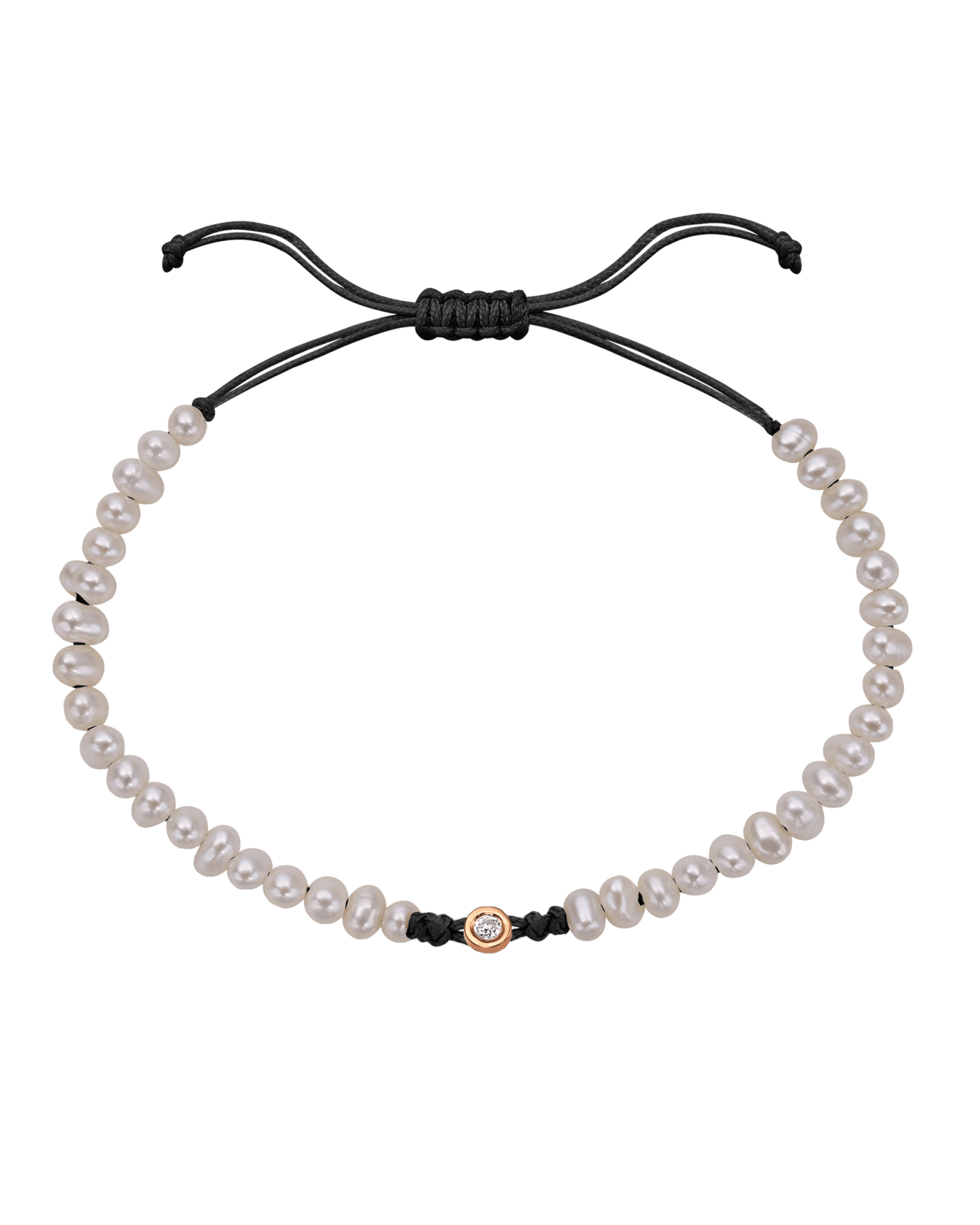 Le String of Love Perles Naturelles - Or Rose 14 carats Bracelets magal-dev Noir Small: 0.03 carats 