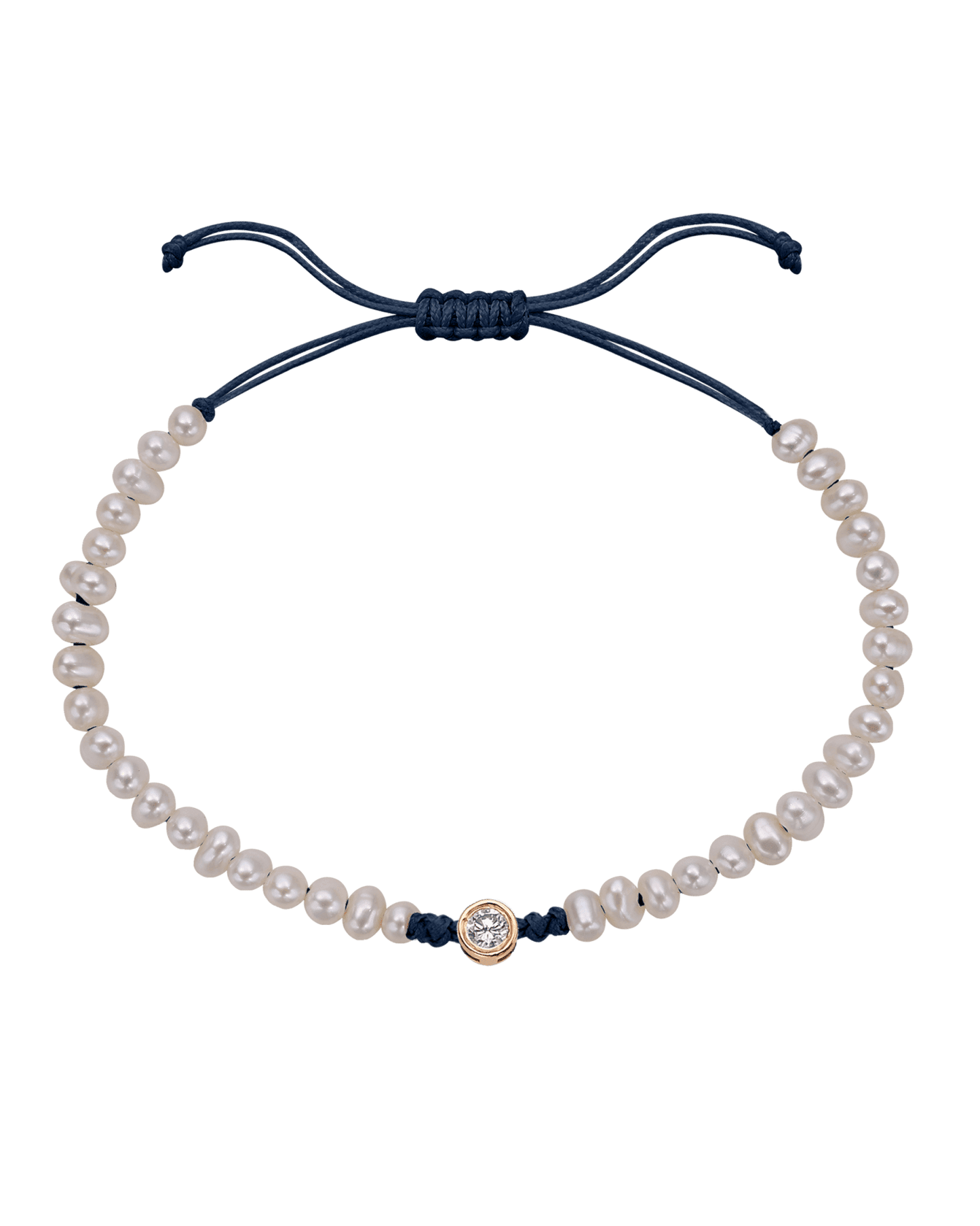 Le String of Love Perles Naturelles - Or Rose 14 carats Bracelets magal-dev Bleu Marine Large: 0.10 carats 