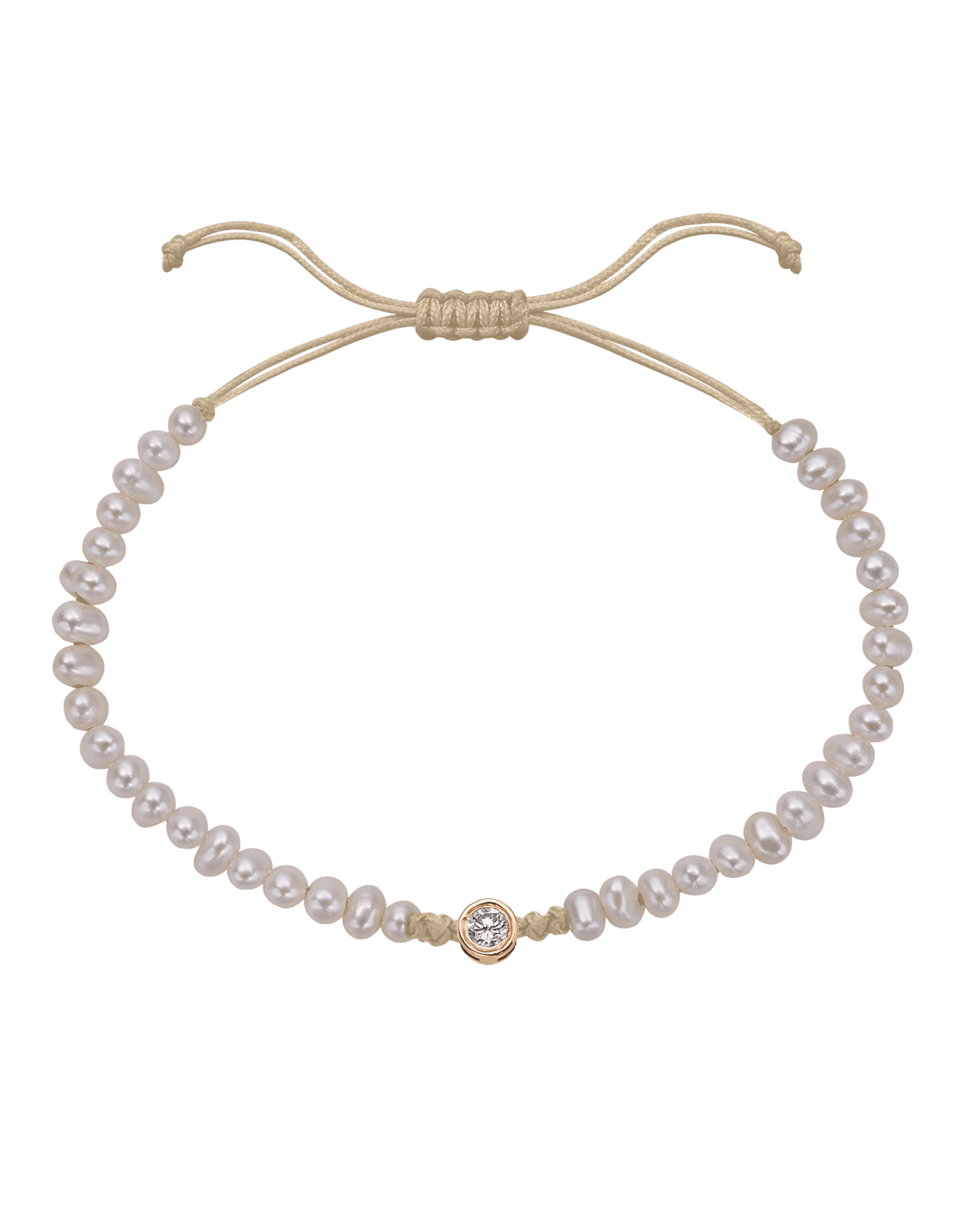 Le String of Love Perles Naturelles - Or Rose 14 carats Bracelets magal-dev Beige Large: 0.10 carats 