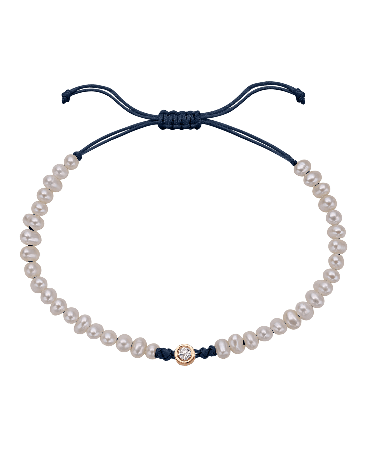 Le String of Love Perles Naturelles - Or Rose 14 carats Bracelets magal-dev Bleu Marine Medium: 0.05 carats 