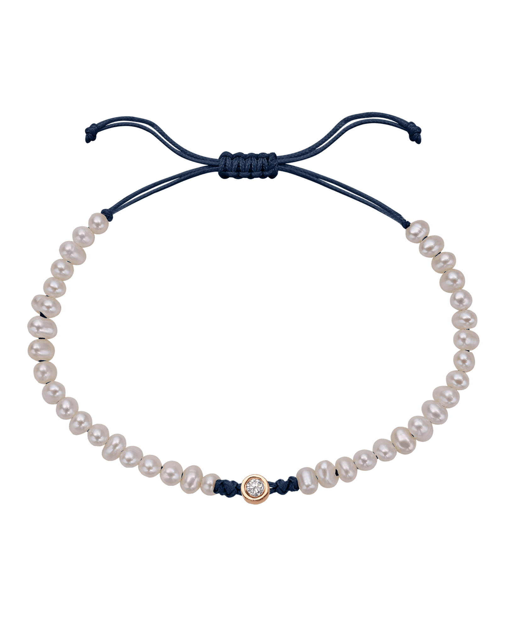 Le String of Love Perles Naturelles - Or Rose 14 carats Bracelets magal-dev Bleu Marine Medium: 0.05 carats 