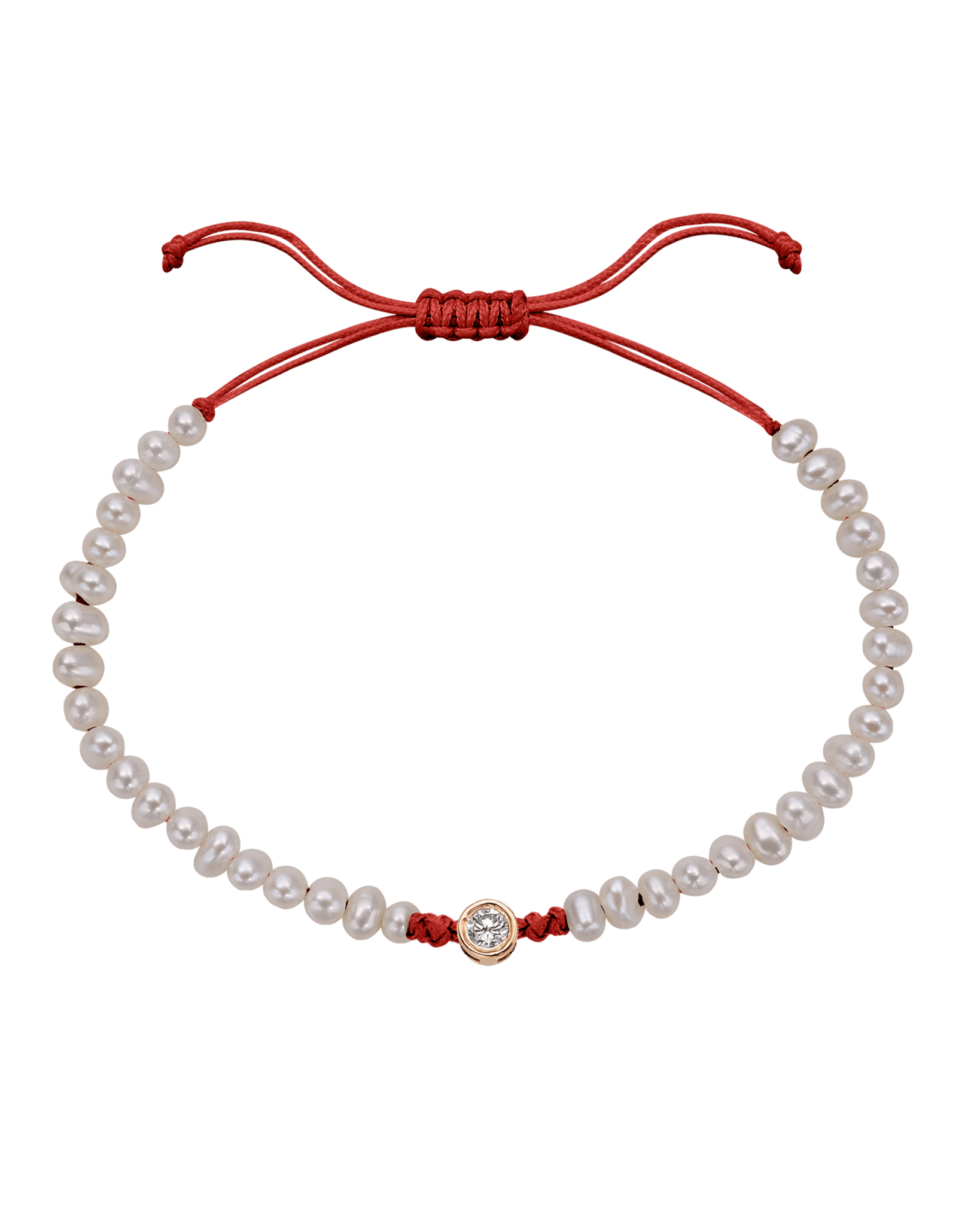 Le String of Love Perles Naturelles - Or Rose 14 carats Bracelets magal-dev Rouge Large: 0.10 carats 