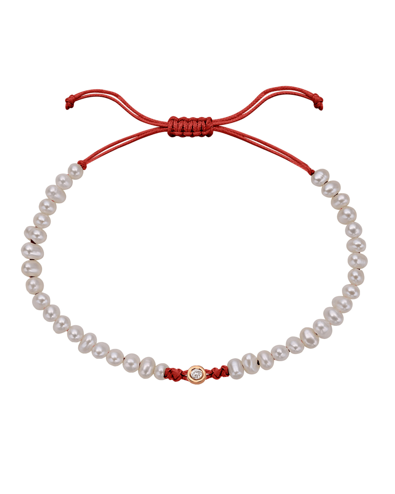 Le String of Love Perles Naturelles - Or Rose 14 carats Bracelets magal-dev Rouge Small: 0.03 carats 