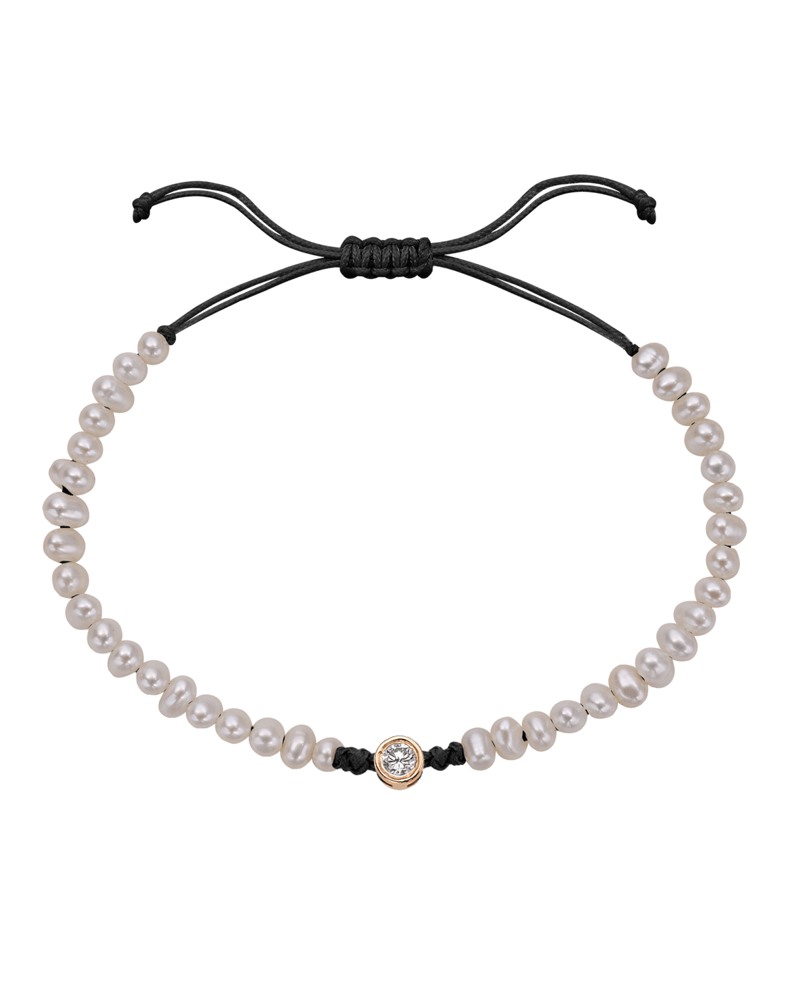 Le String of Love Perles Naturelles - Or Rose 14 carats Bracelets magal-dev Noir Large: 0.10 carats 