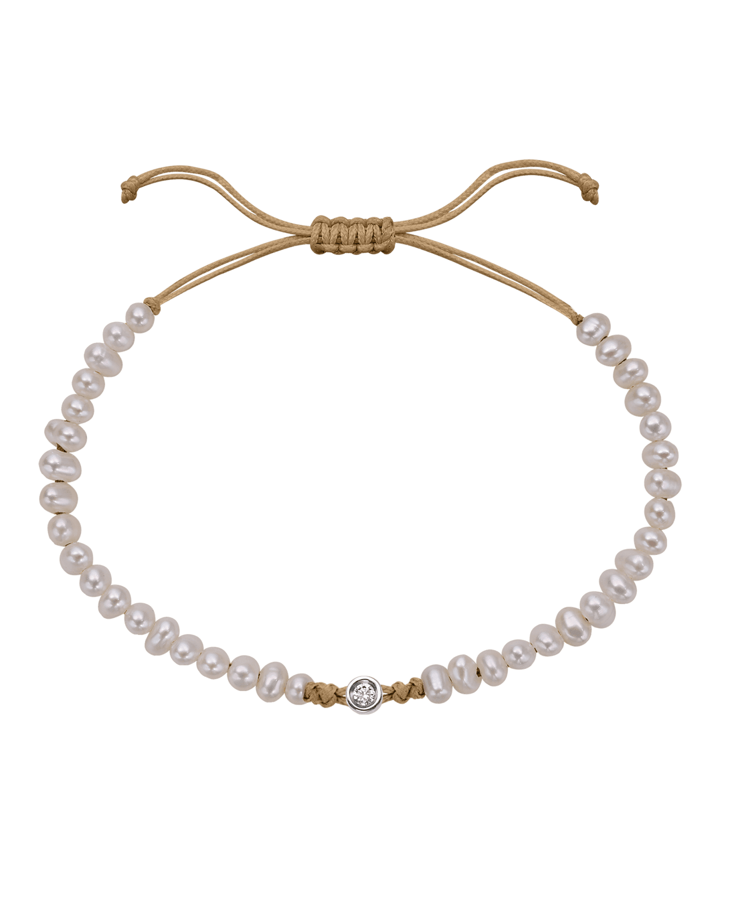 Le String of Love Perles Naturelles - Or Blanc 14 carats Bracelet magal-dev Camel Small: 0.03 carats 