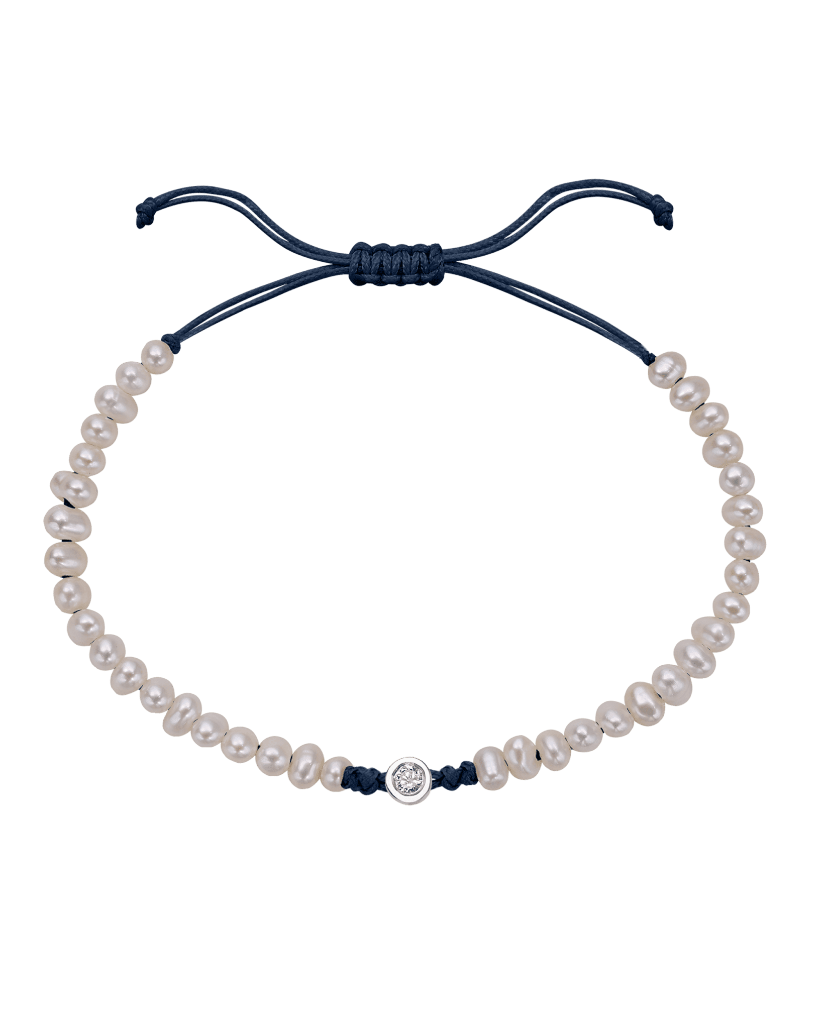 Le String of Love Perles Naturelles - Or Blanc 14 carats Bracelet magal-dev Bleu Marine Small: 0.03 carats 