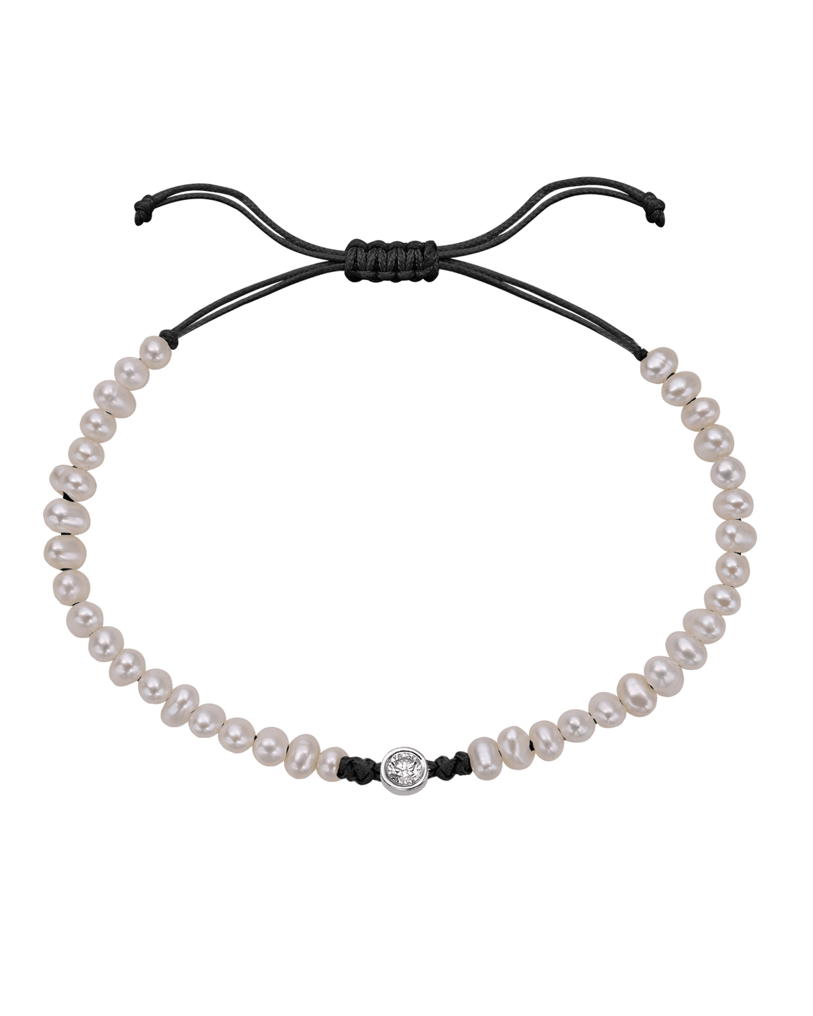 Le String of Love Perles Naturelles - Or Blanc 14 carats Bracelet magal-dev Noir Large: 0.10 carats 