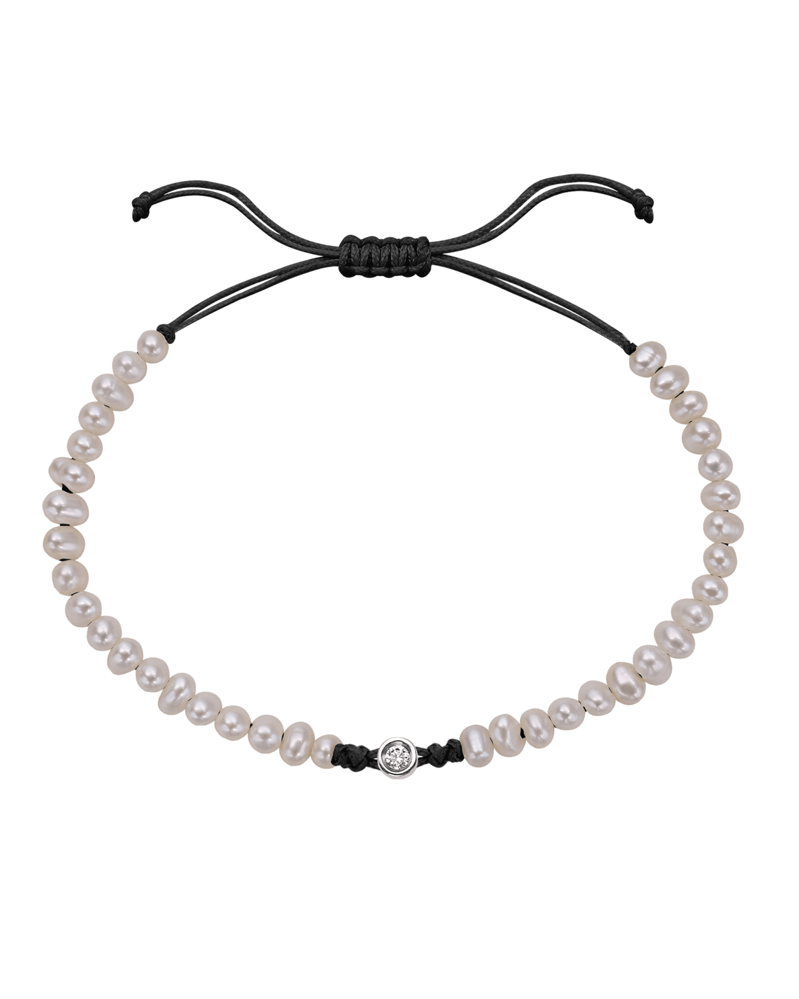 Le String of Love Perles Naturelles - Or Blanc 14 carats Bracelet magal-dev Noir Small: 0.03 carats 