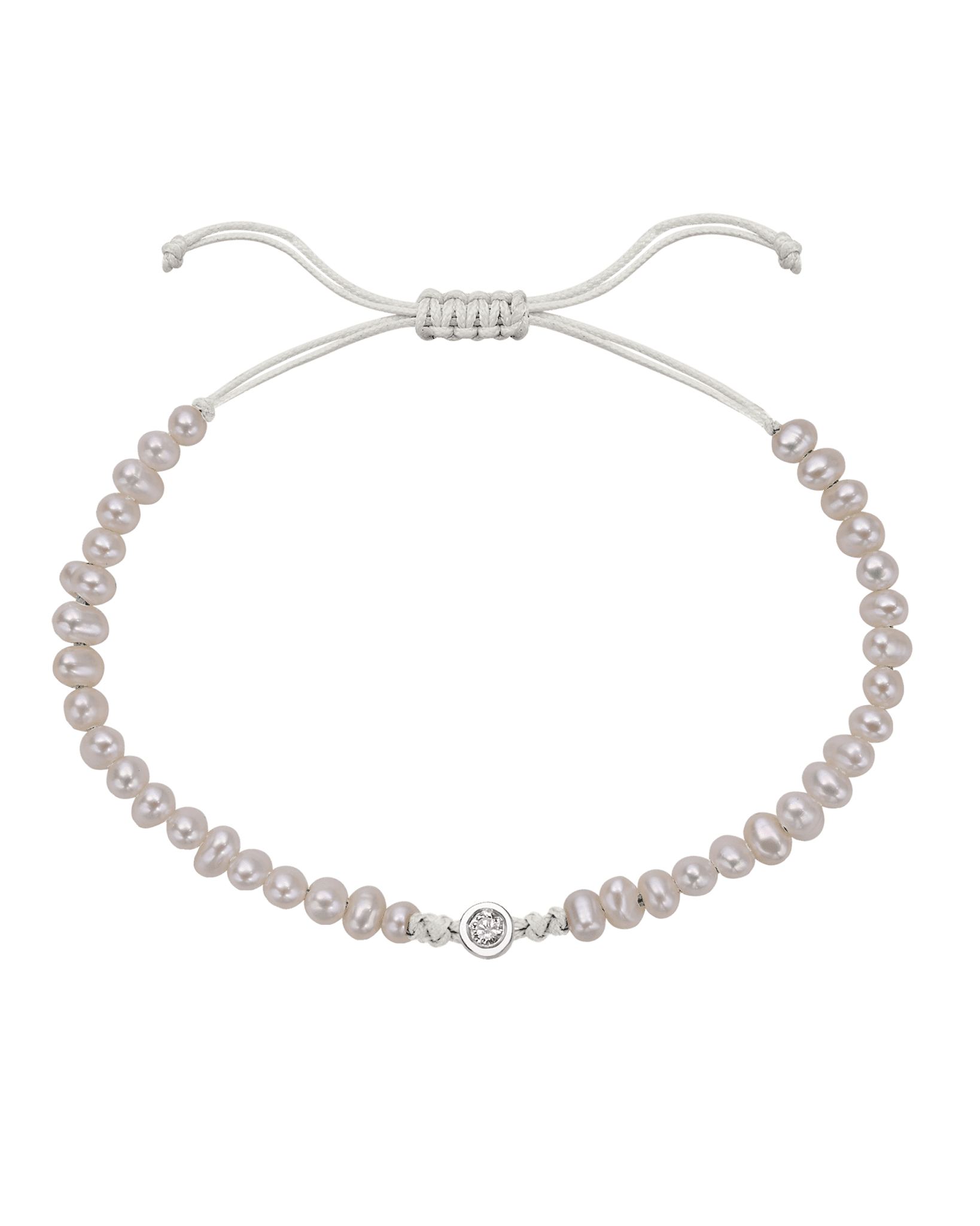 Le String of Love Perles Naturelles - Or Blanc 14 carats Bracelet magal-dev Perle Small: 0.03 carats 