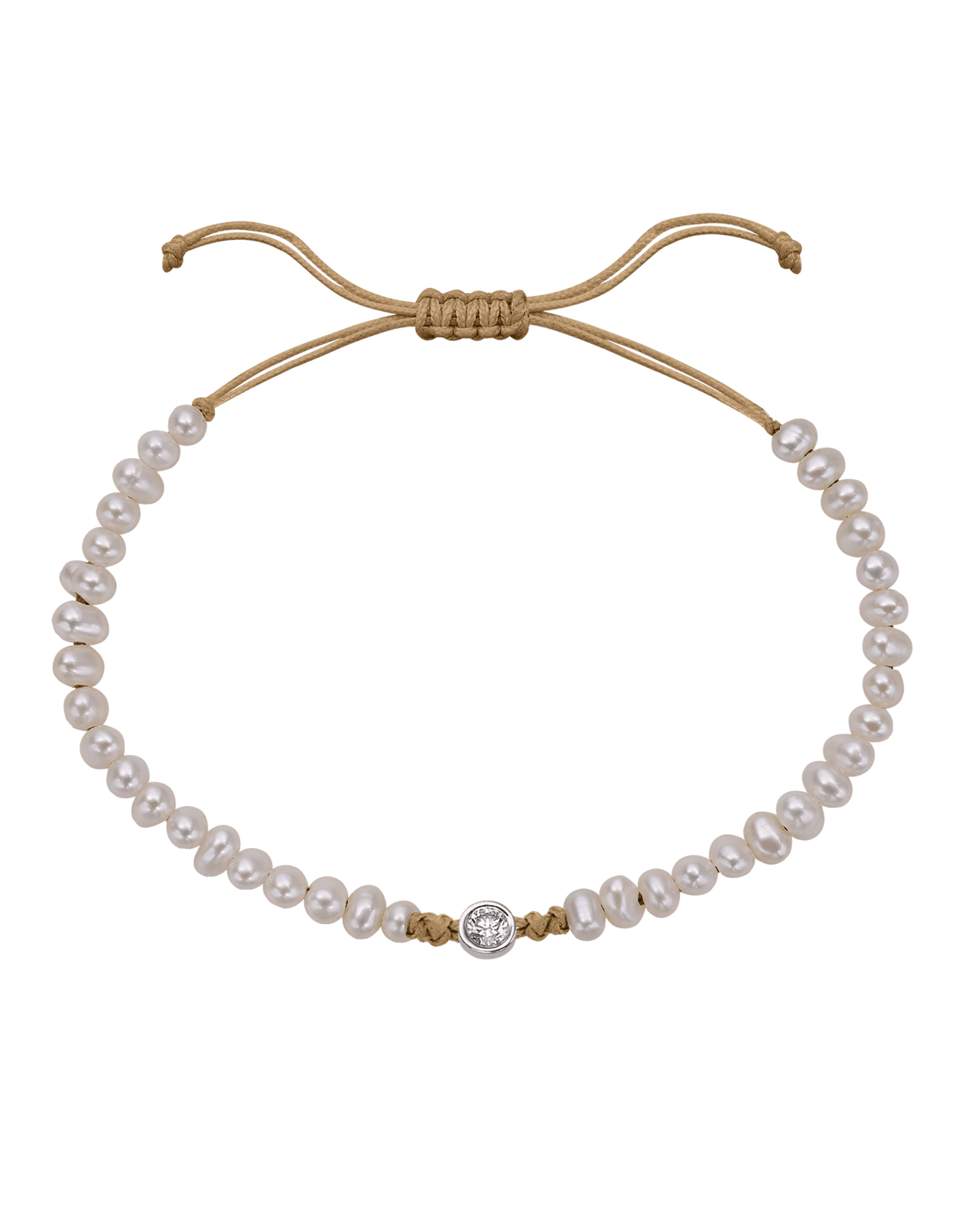 Le String of Love Perles Naturelles - Or Blanc 14 carats Bracelet magal-dev Camel Large: 0.10 carats 