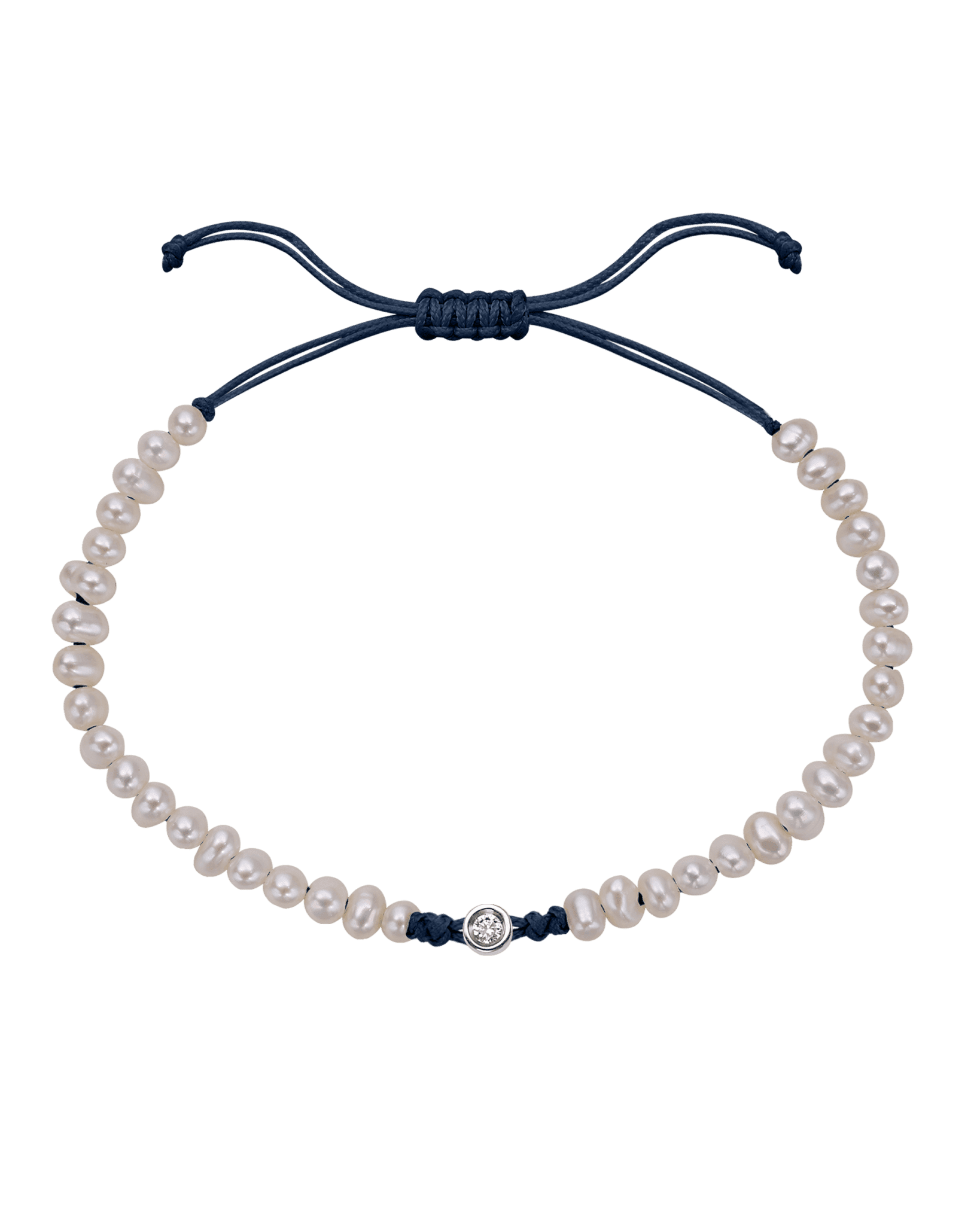 Le String of Love Perles Naturelles - Or Blanc 14 carats Bracelet magal-dev Bleu Indigo Large: 0.10 carats 