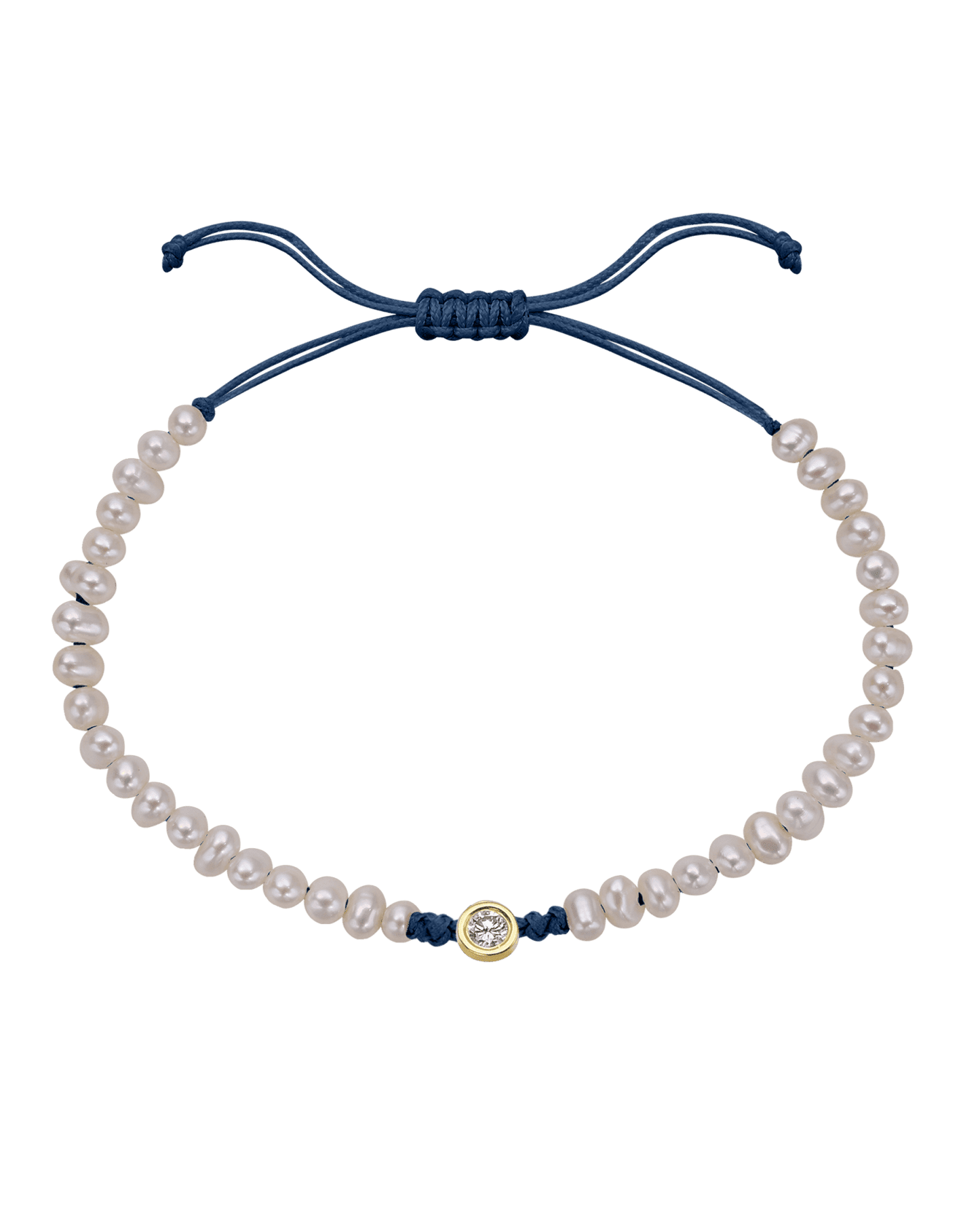 Le String of Love Perles Naturelles - Or Jaune 14 carats Bracelets magal-dev Bleu Indigo Large: 0.10 carats 