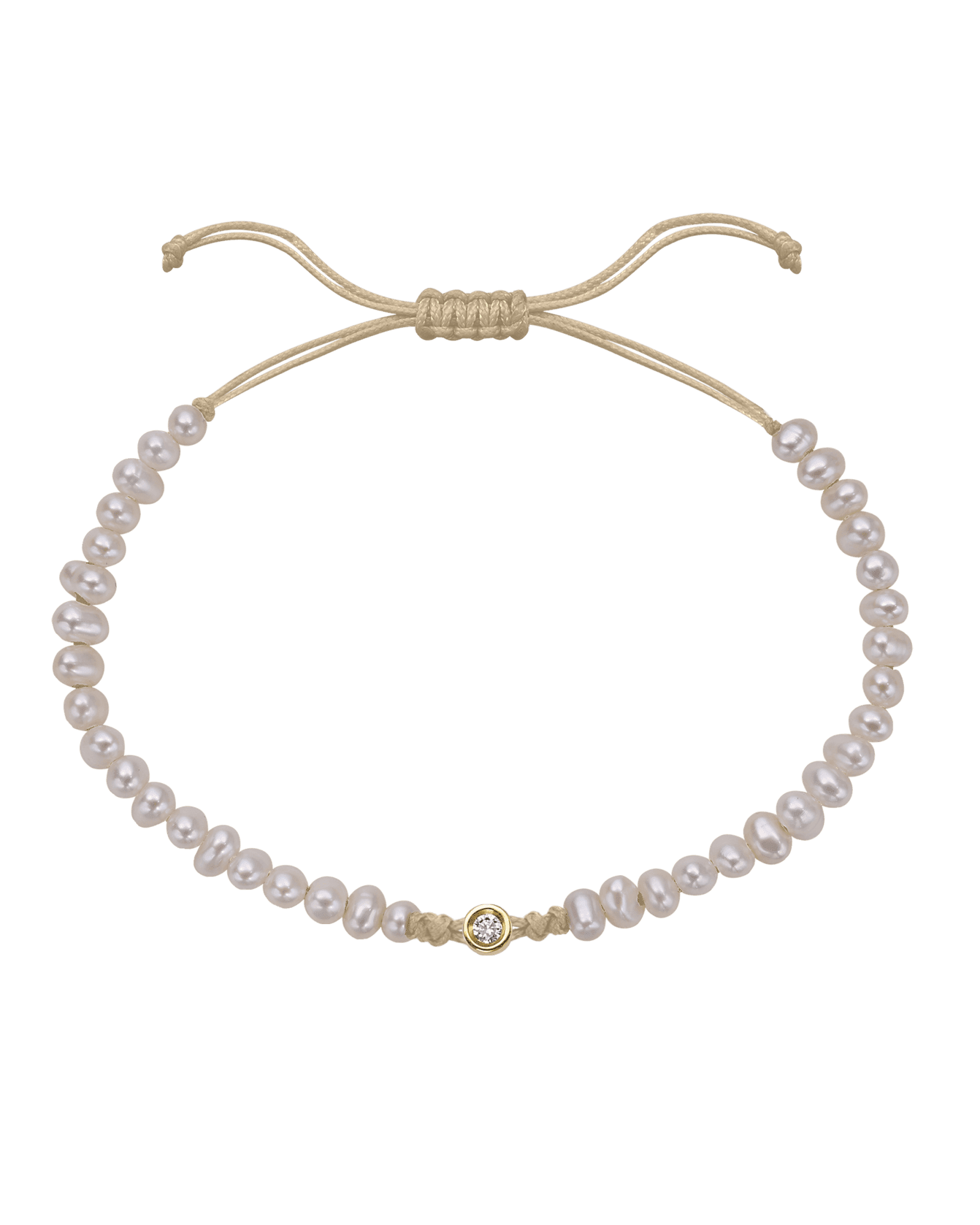 Le String of Love Perles Naturelles - Or Jaune 14 carats Bracelets magal-dev Beige Small: 0.03 carats 