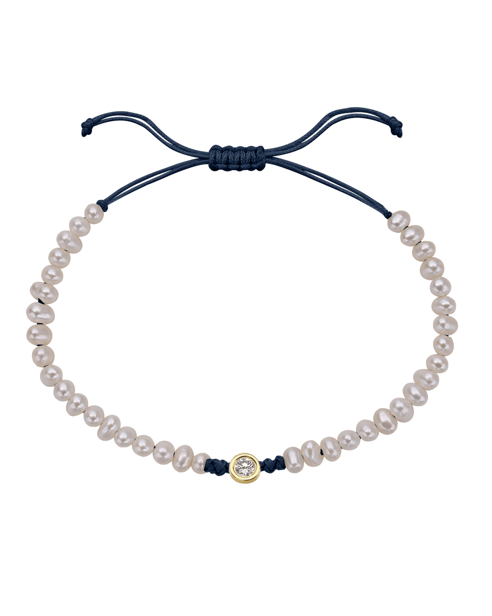 Le String of Love Perles Naturelles - Or Jaune 14 carats Bracelets magal-dev Bleu Marine Large: 0.10 carats 