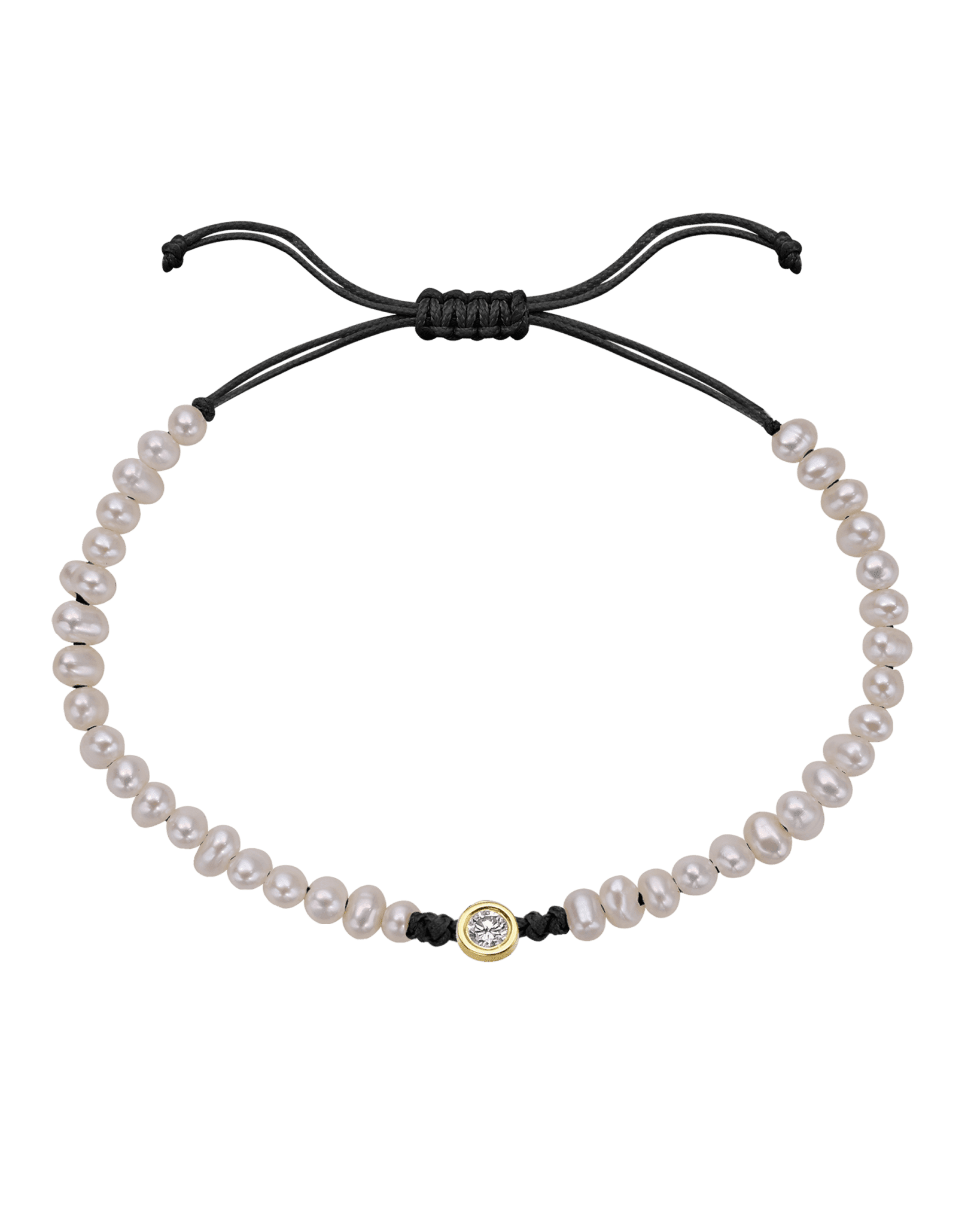 Le String of Love Perles Naturelles - Or Jaune 14 carats Bracelets magal-dev Noir Large: 0.10 carats 