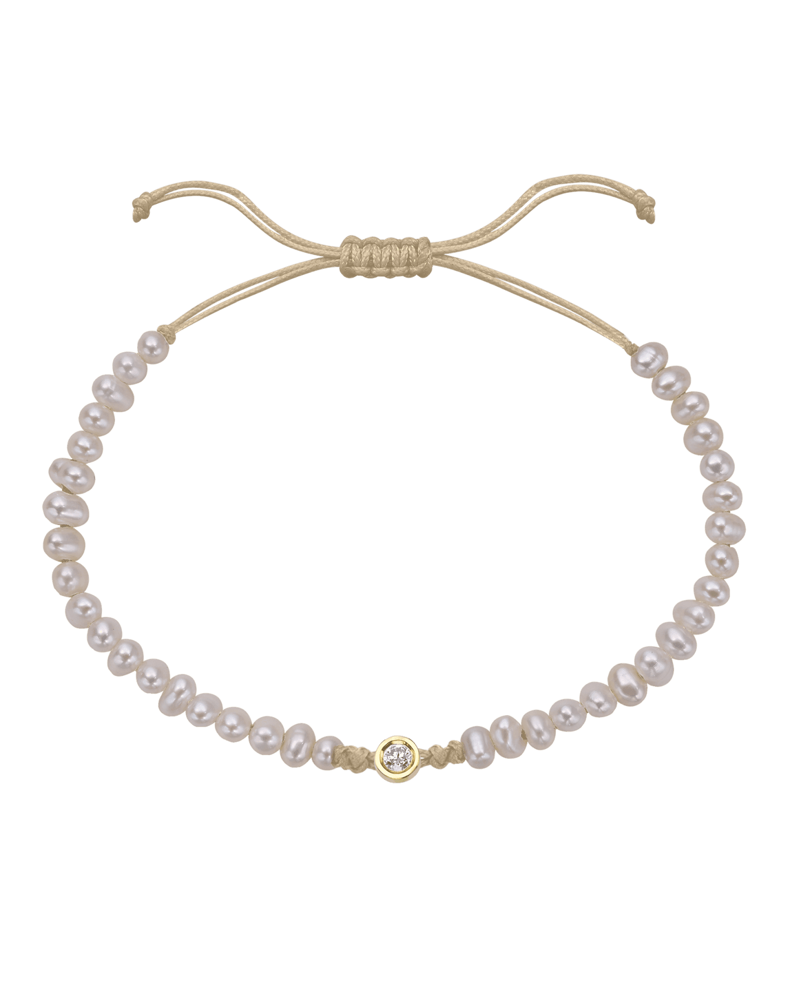 Le String of Love Perles Naturelles - Or Jaune 14 carats Bracelets magal-dev Beige Medium: 0.05 carats 