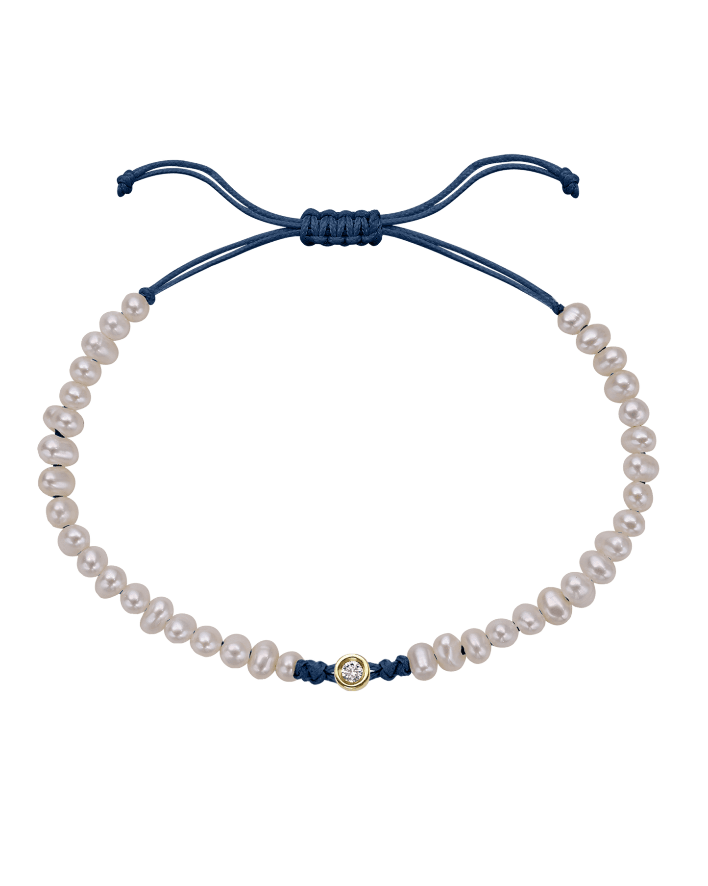 Le String of Love Perles Naturelles - Or Jaune 14 carats Bracelets magal-dev Bleu Indigo Small: 0.03 carats 