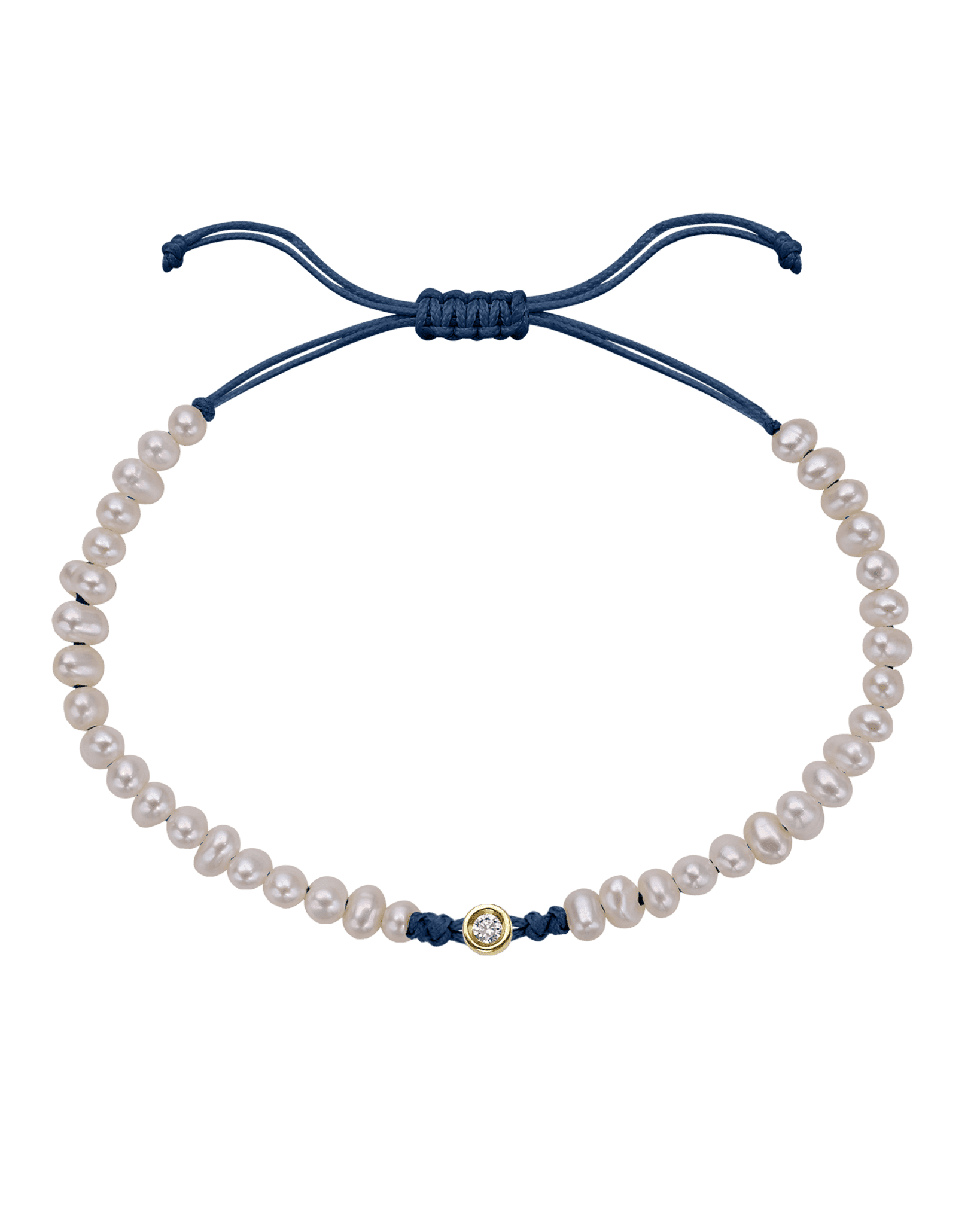 Le String of Love Perles Naturelles - Or Jaune 14 carats Bracelets magal-dev Bleu Indigo Small: 0.03 carats 