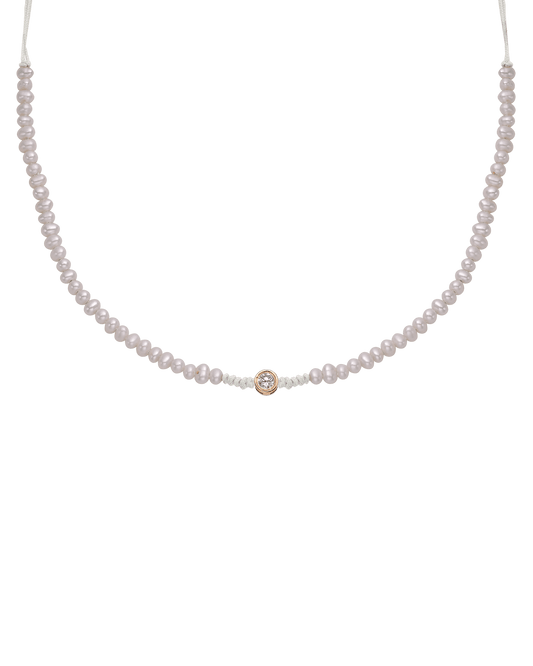 Collier String of Love Perles Naturelles - Or Rose 14 carats Necklaces 14K Solid Gold Perle Large: 0.10 carats 