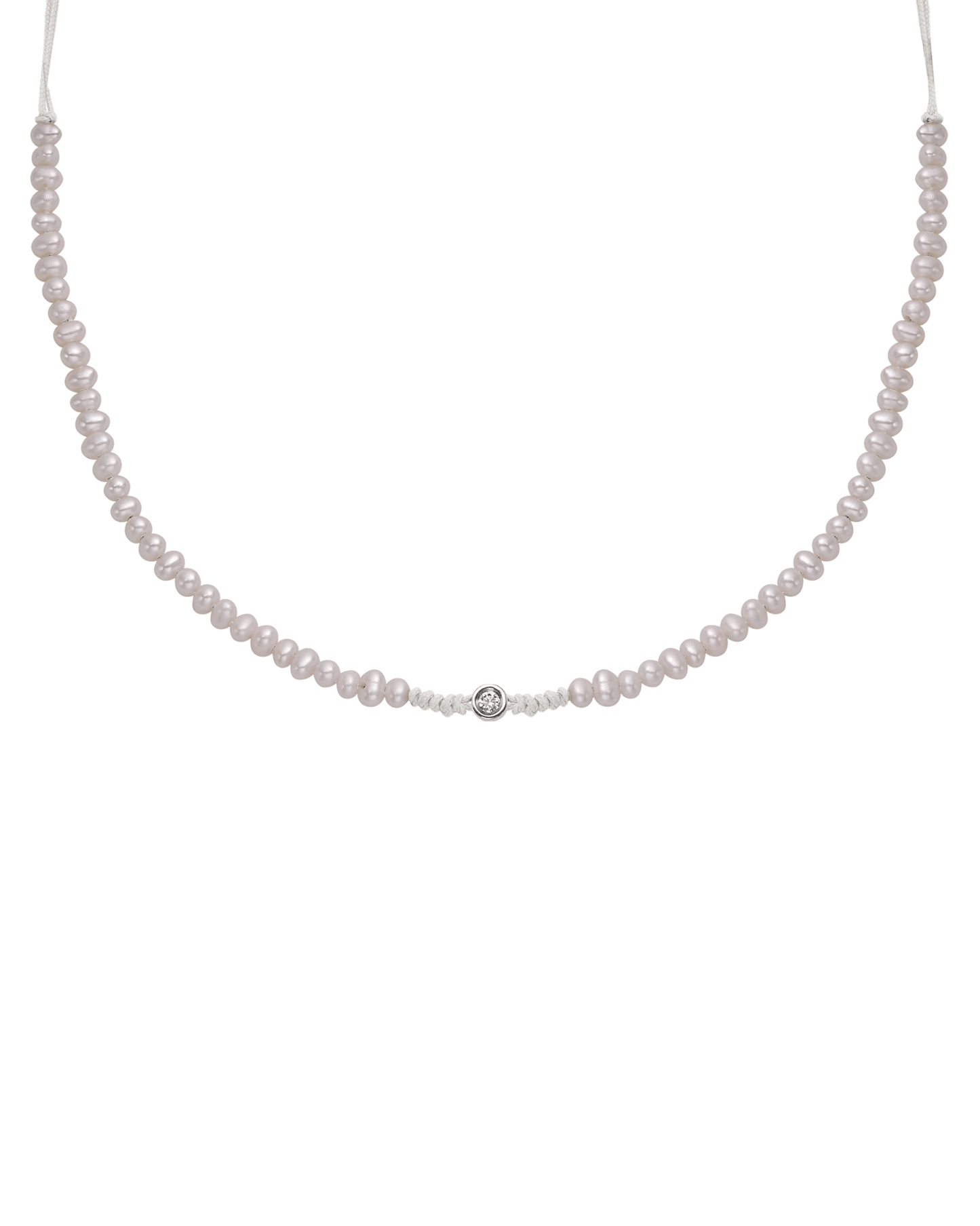 Collier String of Love Perles Naturelles - Or Blanc 14 carats Necklaces 14K Solid Gold Perle Small: 0.03 carats 