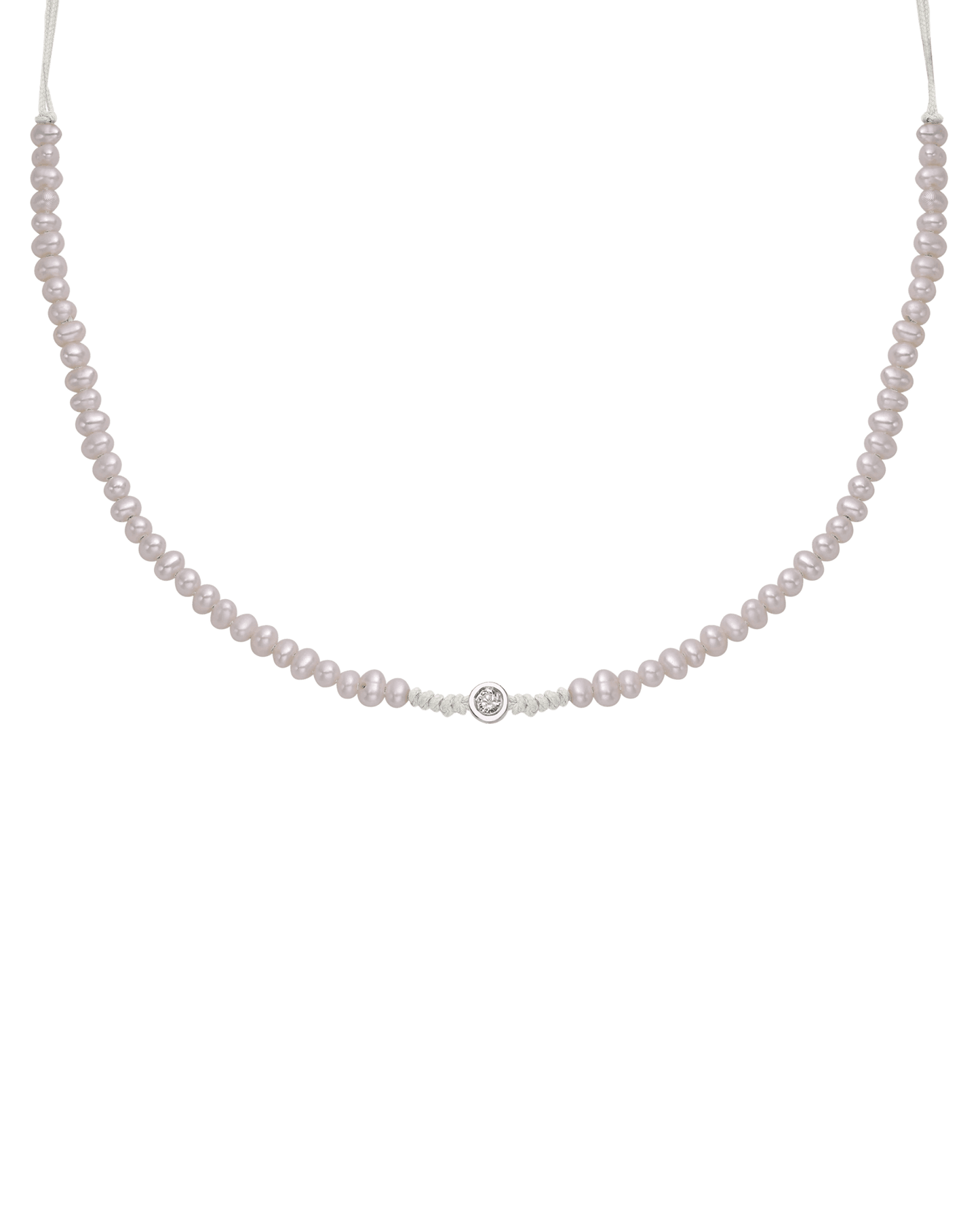 Collier String of Love Perles Naturelles - Or Blanc 14 carats Necklaces 14K Solid Gold Perle Medium: 0.05 carats 