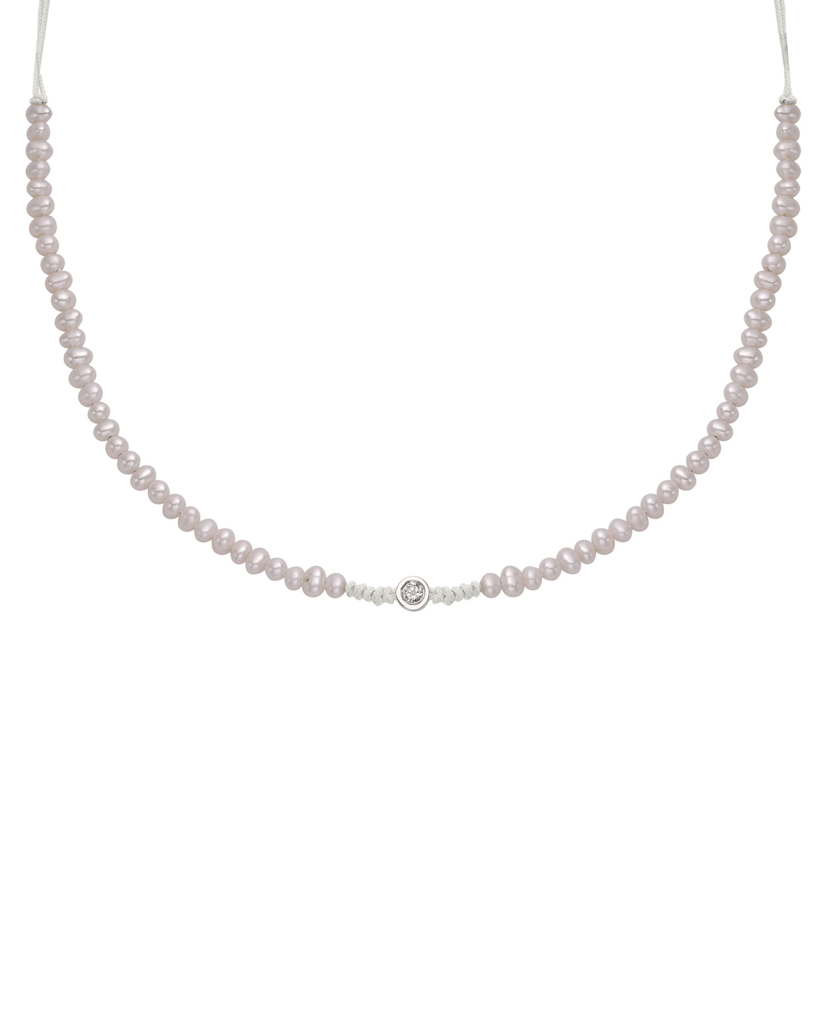 Collier String of Love Perles Naturelles - Or Blanc 14 carats Necklaces 14K Solid Gold Perle Medium: 0.05 carats 