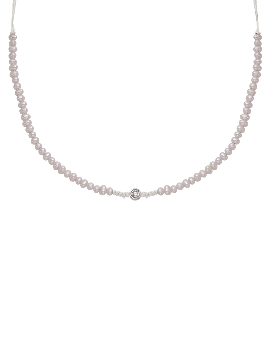 Collier String of Love Perles Naturelles - Or Blanc 14 carats Necklaces 14K Solid Gold Perle Large: 0.10 carats 