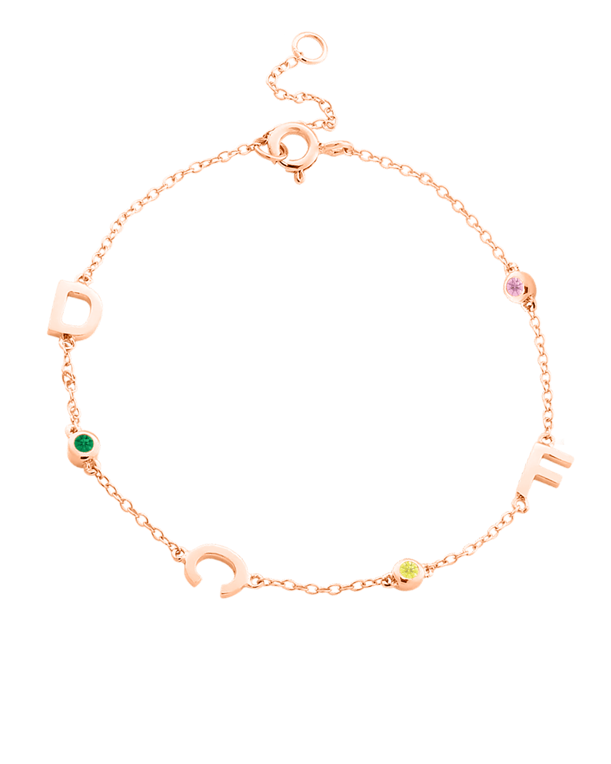 Bracelet Initiale(s) Pierres Précieuses - Or Rose 14 carats Bracelets magal-dev 1 Inititiale 6"-7" (S-M wrist) 