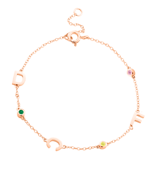 Bracelet Initiale(s) Pierres Précieuses - Or Rose Plaqué 18 carats Bracelets magal-dev 1 Inititiale 6"-7" (S-M wrist) 